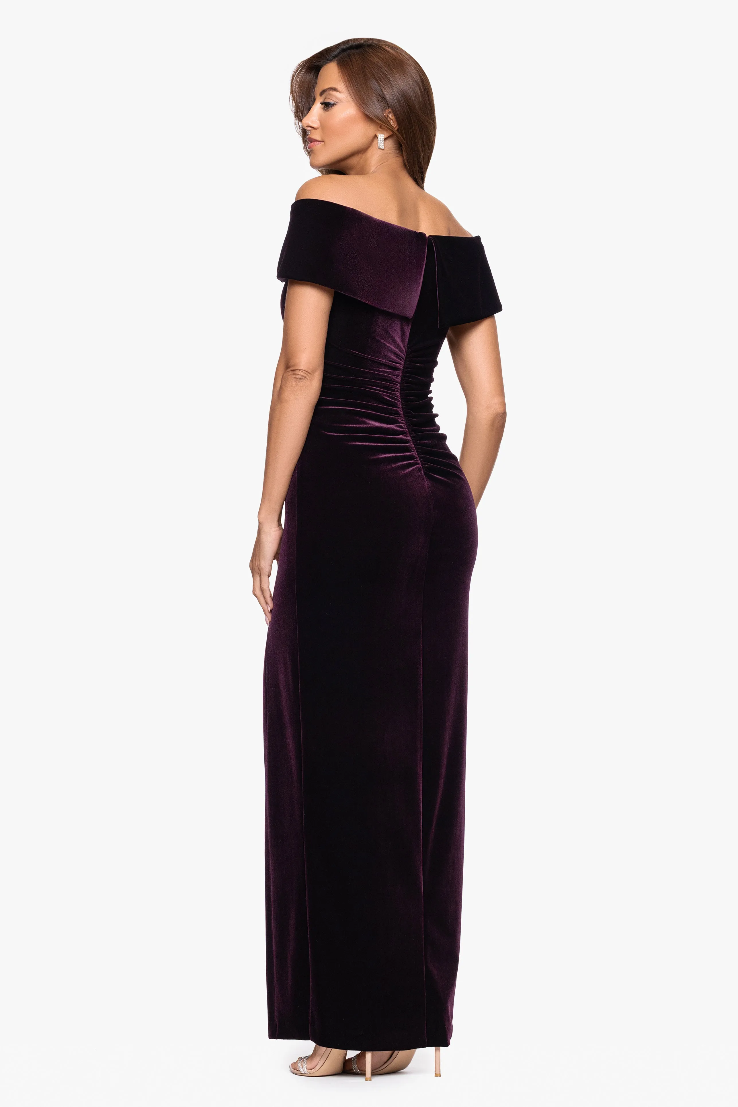 "Charmaine" Velvet Off The Shoulder Gown sold by Xscape product image thumbnail 3