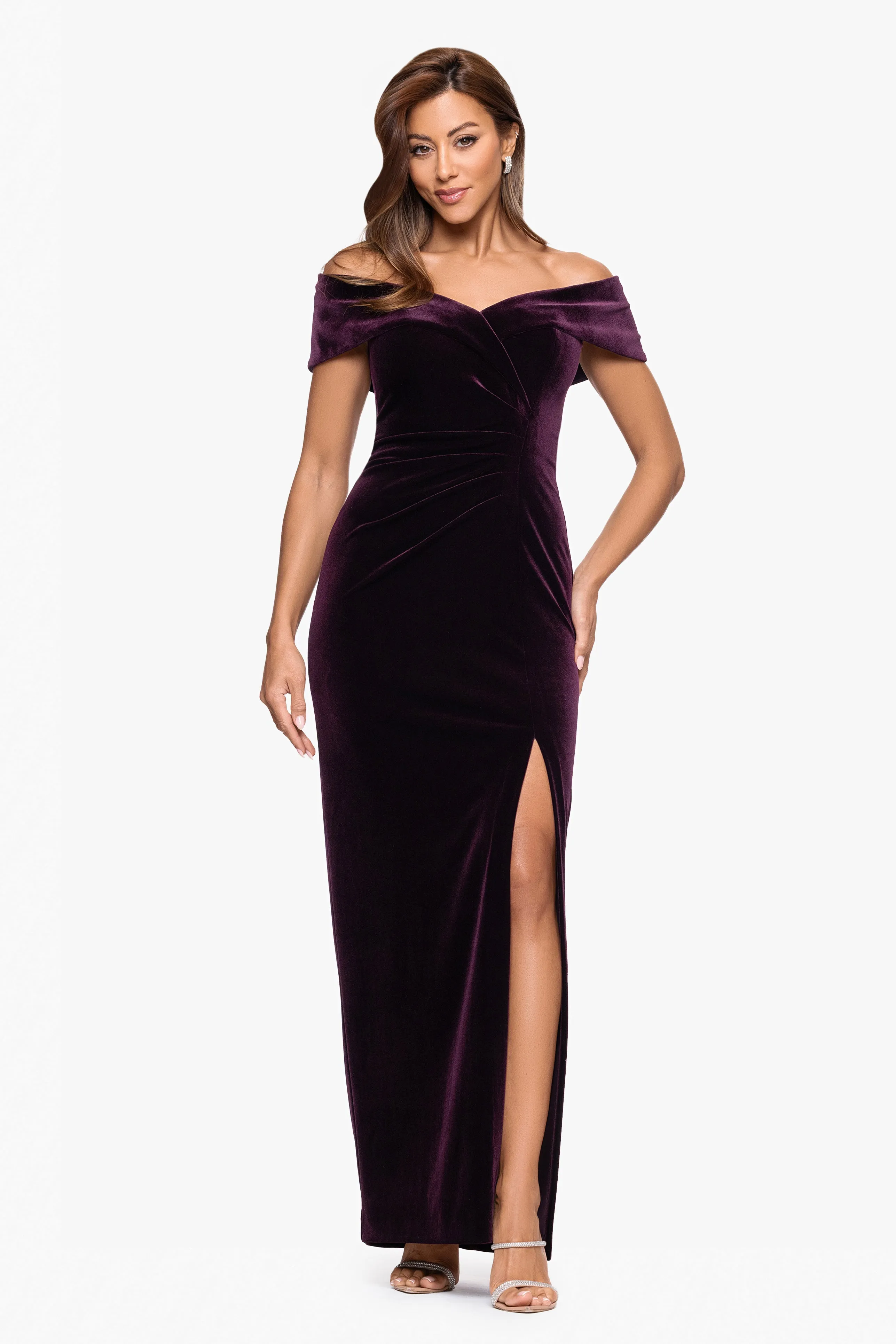 "Charmaine" Velvet Off The Shoulder Gown sold by Xscape