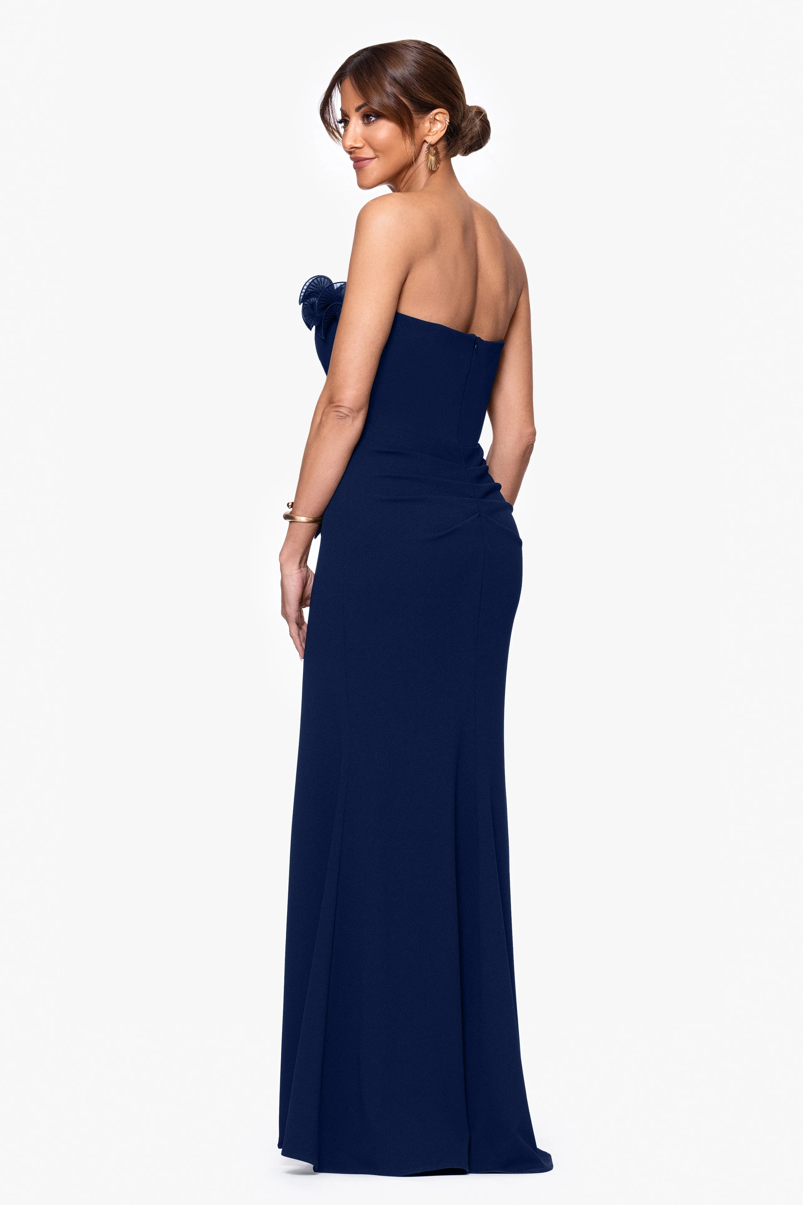 "Kimberly" Scuba Crepe Chiffon Ruffle Strapless Dress sold by Xscape product image thumbnail 3