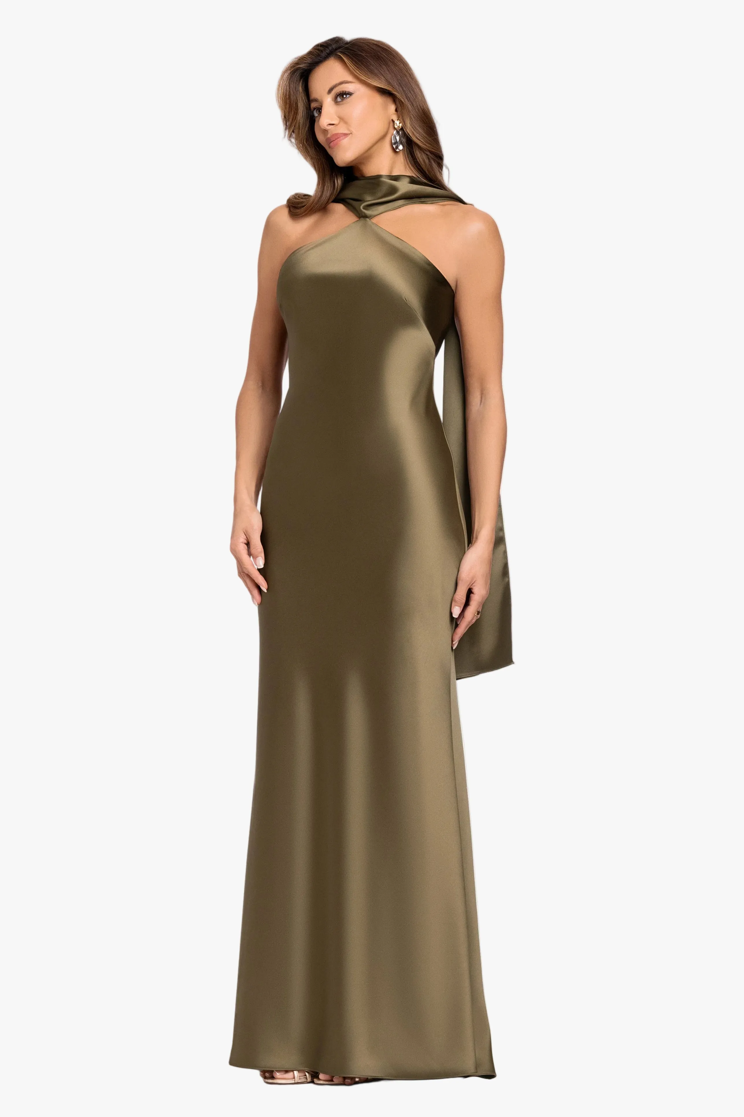 "Vada" Satin & Scarf Combo Dress sold by Xscape product image thumbnail 4