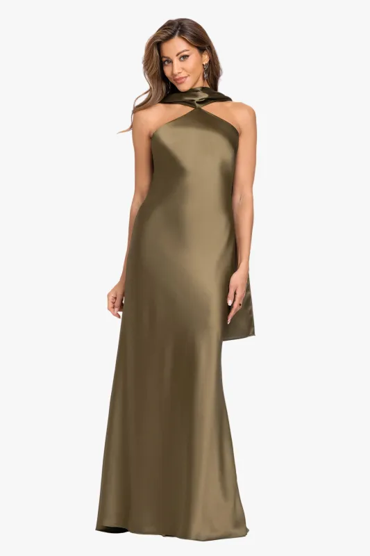 "Vada" Satin & Scarf Combo Dress made by Xscape