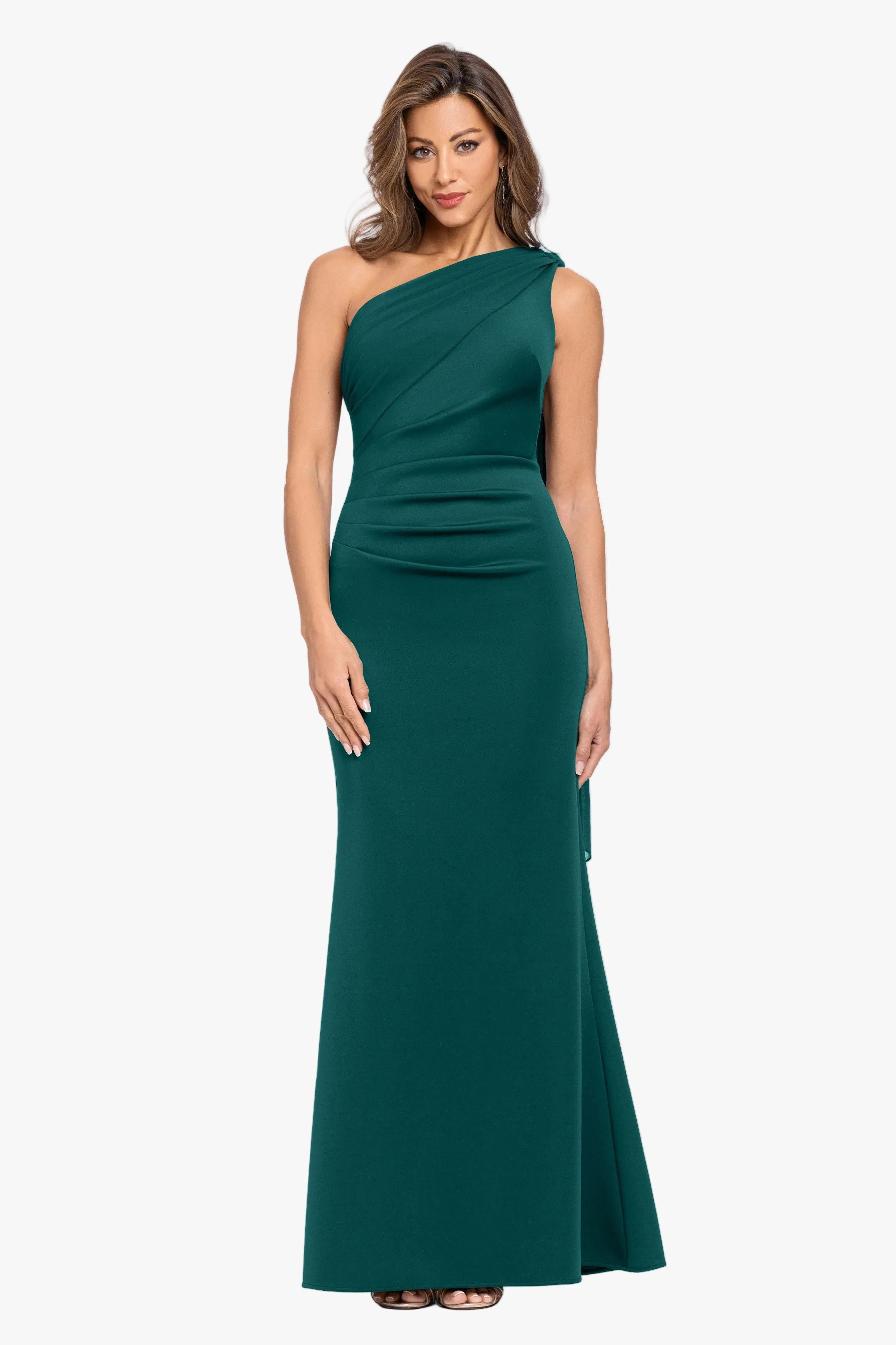 "Gwen" Techno Scuba One Shoulder Sash Dress sold by Xscape product image thumbnail 2