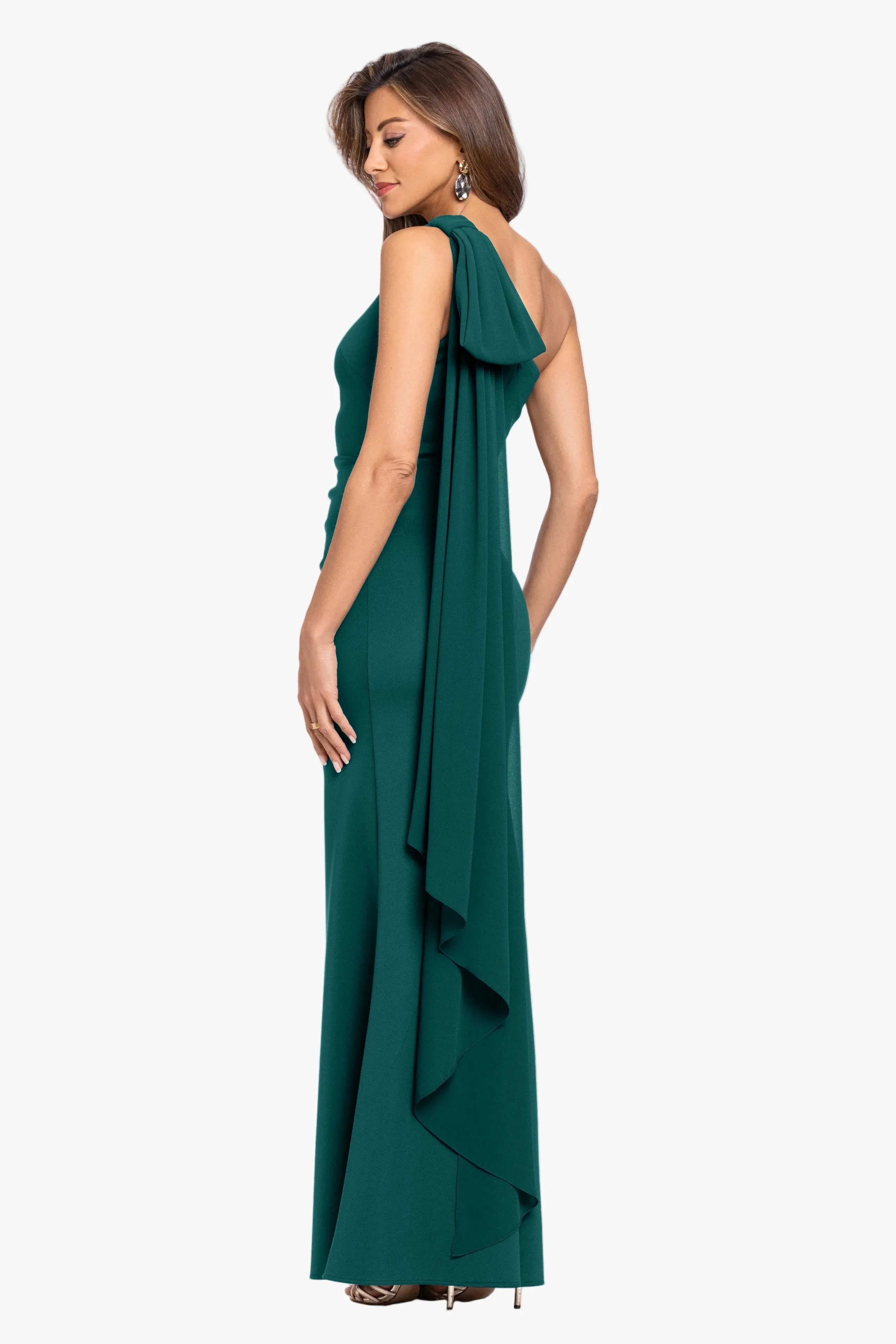 "Gwen" Techno Scuba One Shoulder Sash Dress sold by Xscape product image thumbnail 4