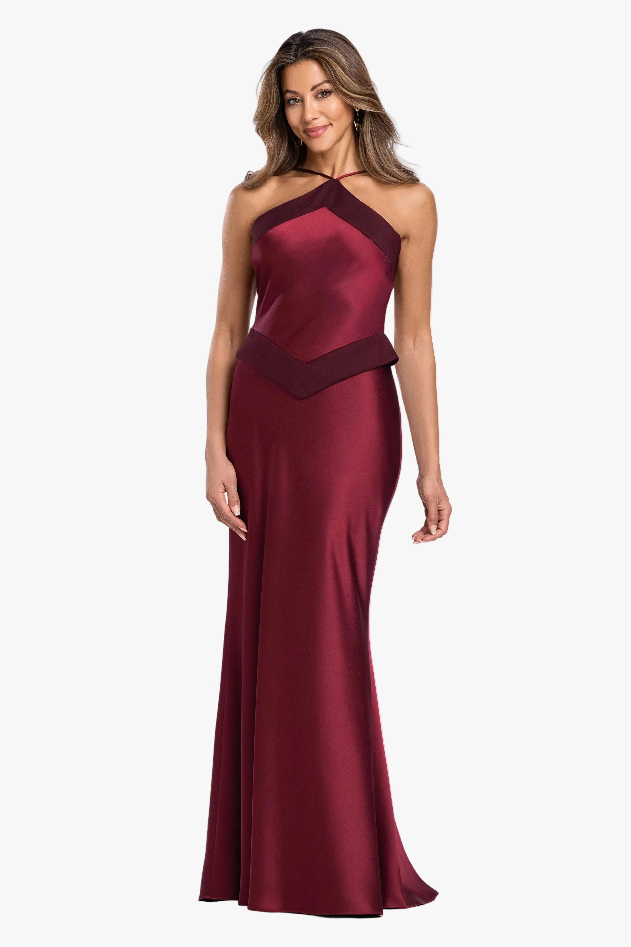 "Veronica" Satin Spaghetti Gown sold by Xscape product image thumbnail 4
