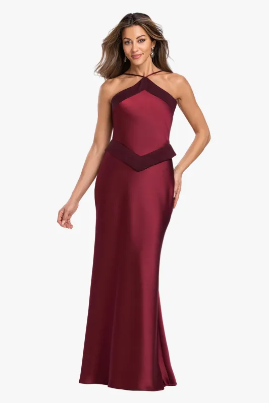"Veronica" Satin Spaghetti Gown made by Xscape
