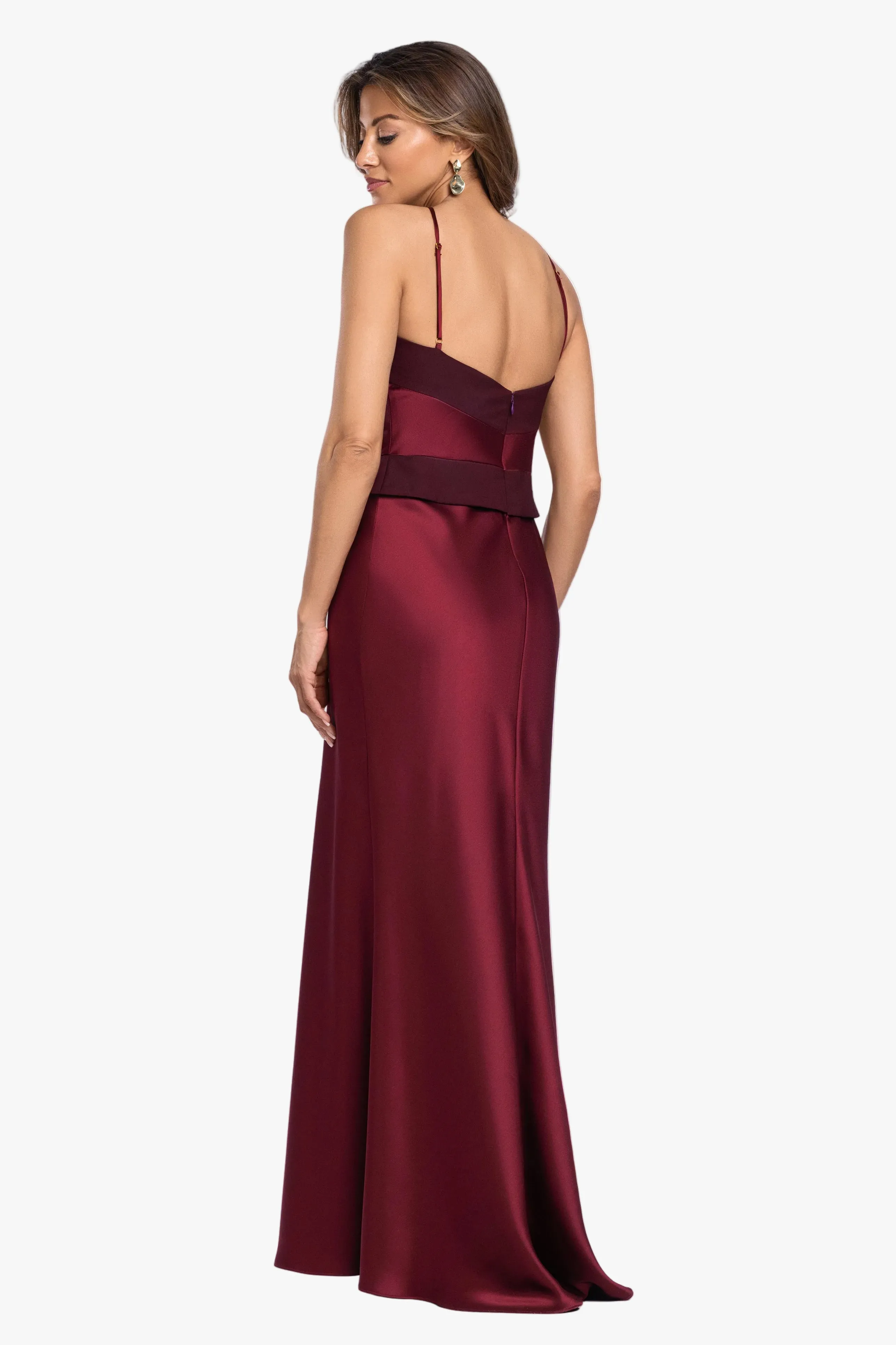 "Veronica" Satin Spaghetti Gown sold by Xscape product image thumbnail 3