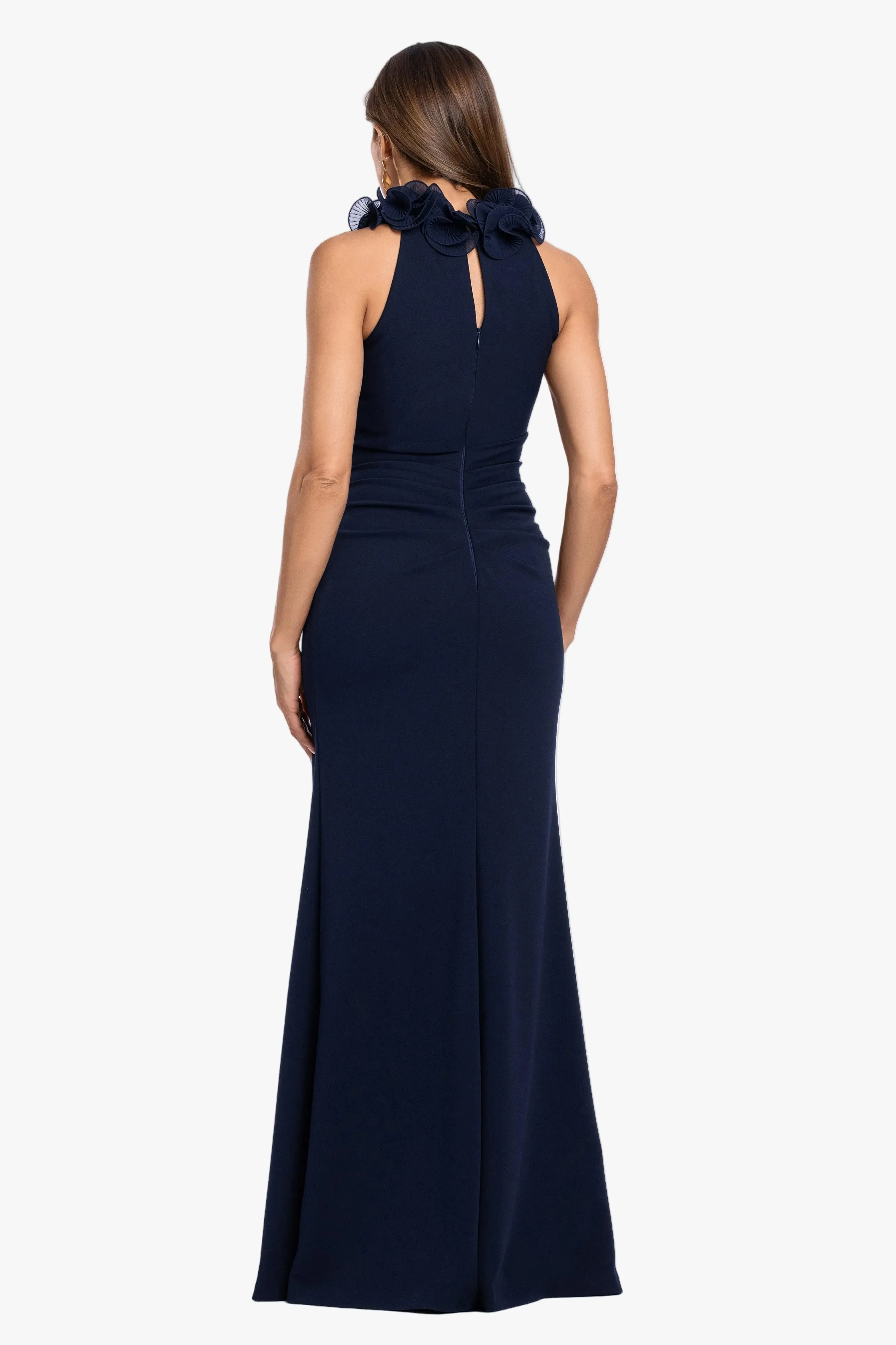 "Billie" Scuba Crepe Chiffon Ruffle Neck Dress sold by Xscape product image thumbnail 3