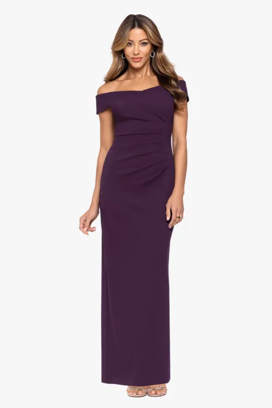 Petite "Ophelia" Scuba Crepe Off Shoulder Dress made by Xscape