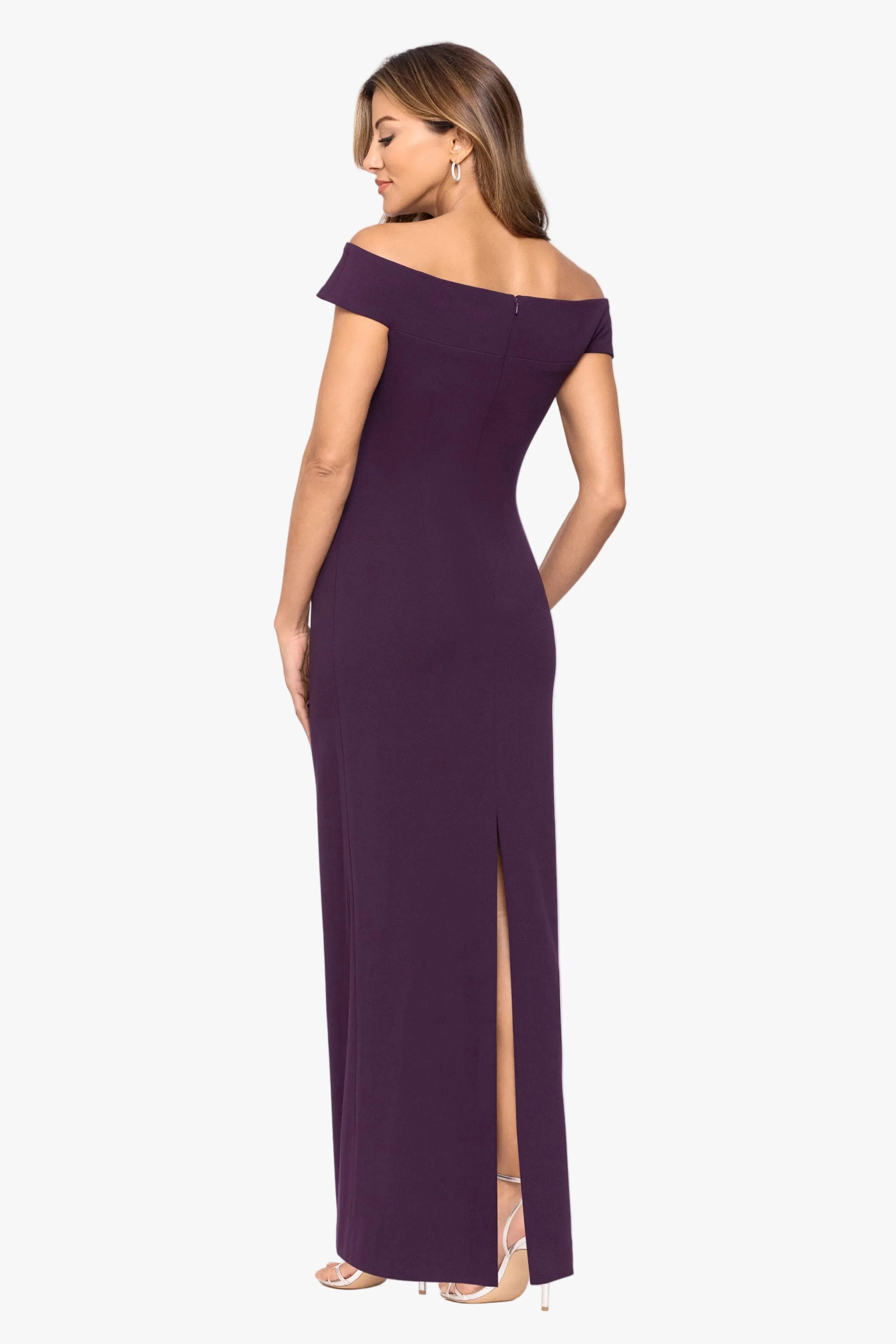 Petite "Ophelia" Scuba Crepe Off Shoulder Dress sold by Xscape product image thumbnail 3