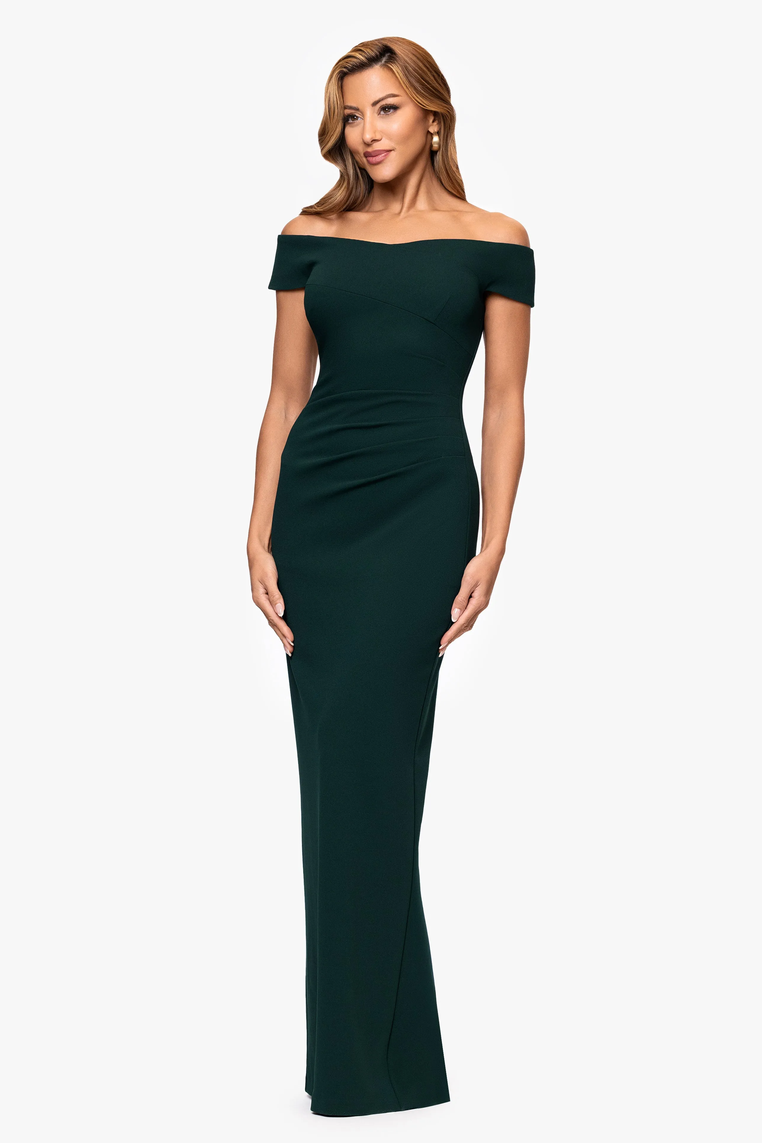 "Ophelia" Scuba Crepe Off Shoulder Dress sold by Xscape product image thumbnail 4