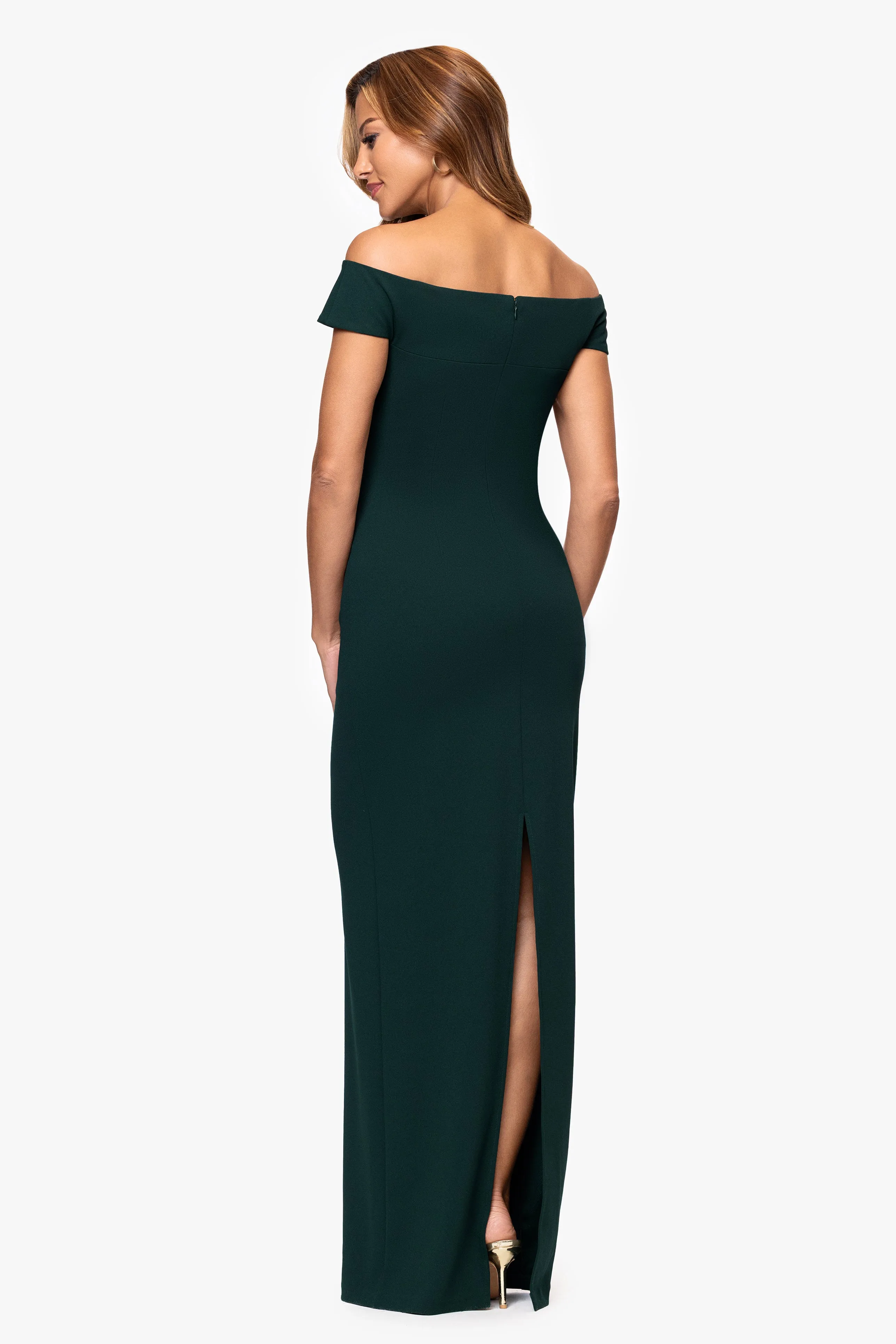 "Ophelia" Scuba Crepe Off Shoulder Dress sold by Xscape product image thumbnail 3
