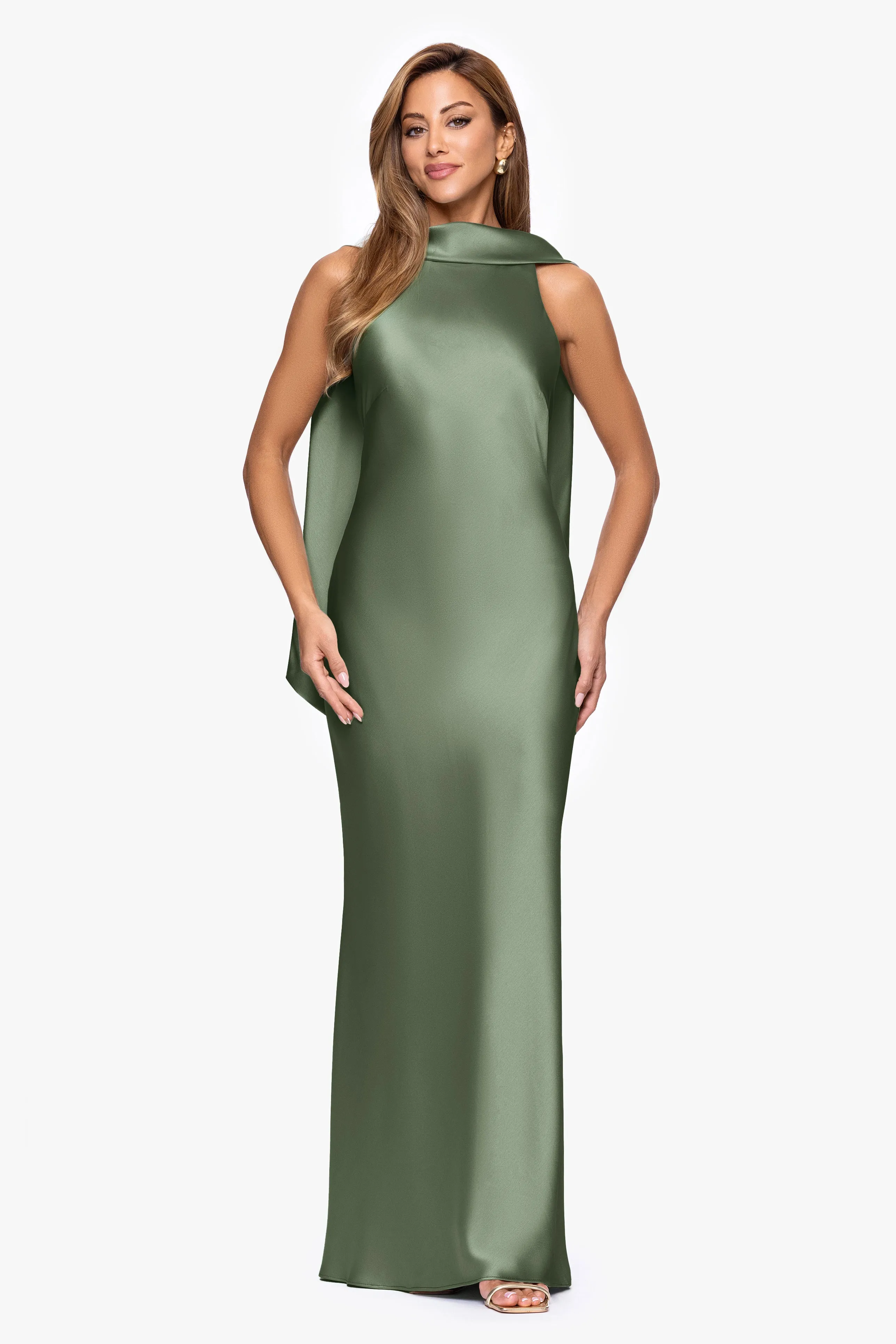 "Mackenzie" Satin Back Sash Dress sold by Xscape