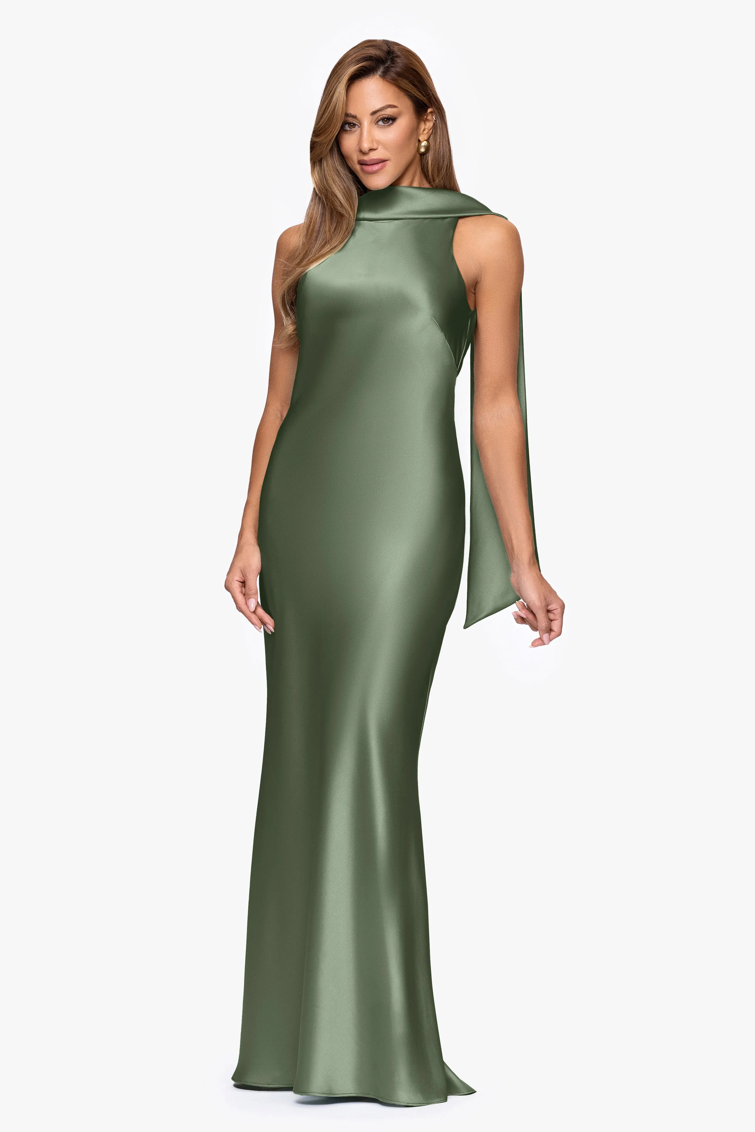 "Mackenzie" Satin Back Sash Dress sold by Xscape product image thumbnail 4