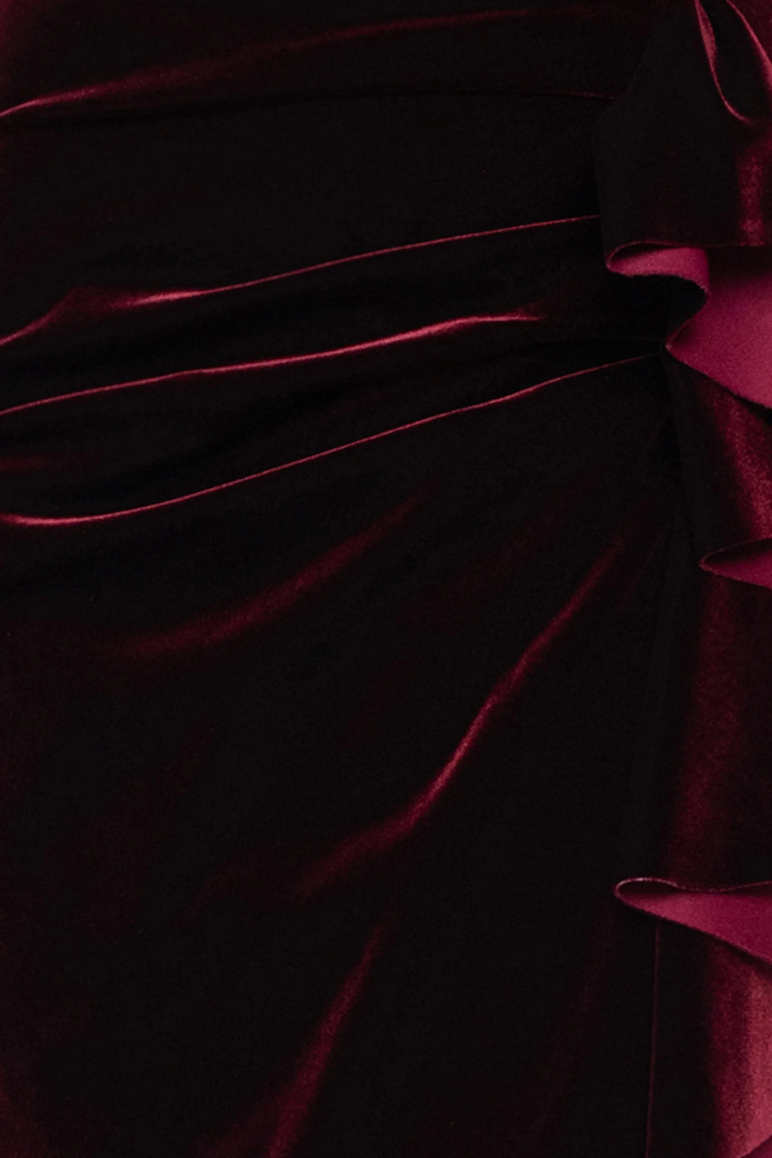 "Shelby" Stretch Velvet Side Ruched Ruffle Dress sold by Xscape product image thumbnail 5