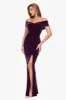 "Charmaine" Long Off the Shoulder Velvet Gown sold by Xscape