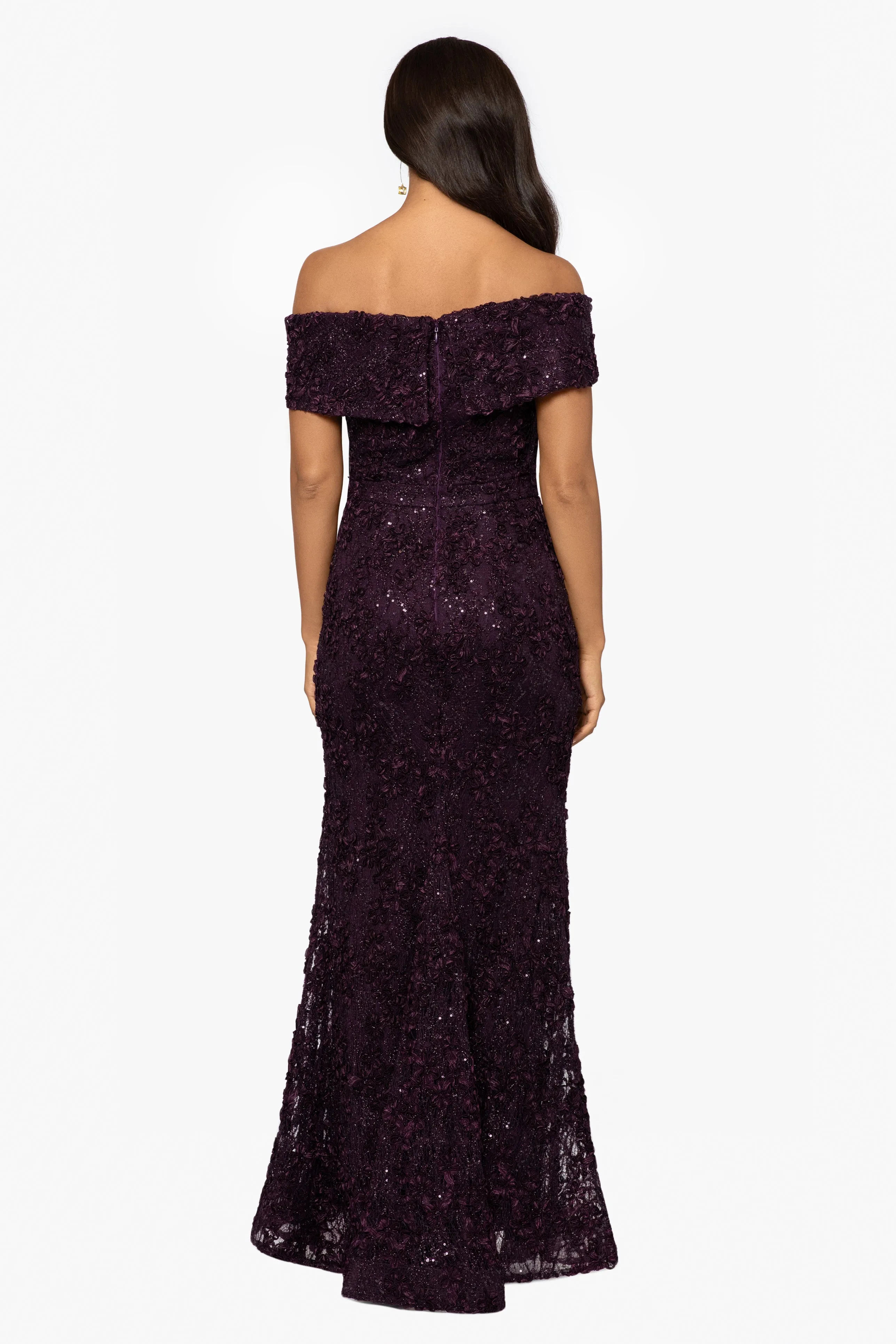 "Jill" Off The Shoulder Long Lace Dress sold by Xscape product image thumbnail 2