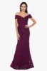 "Jill" Off The Shoulder Long Lace Dress sold by Xscape