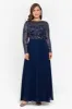 Plus "Mason" Long Sleeve Beaded Chiffon Gown sold by Xscape
