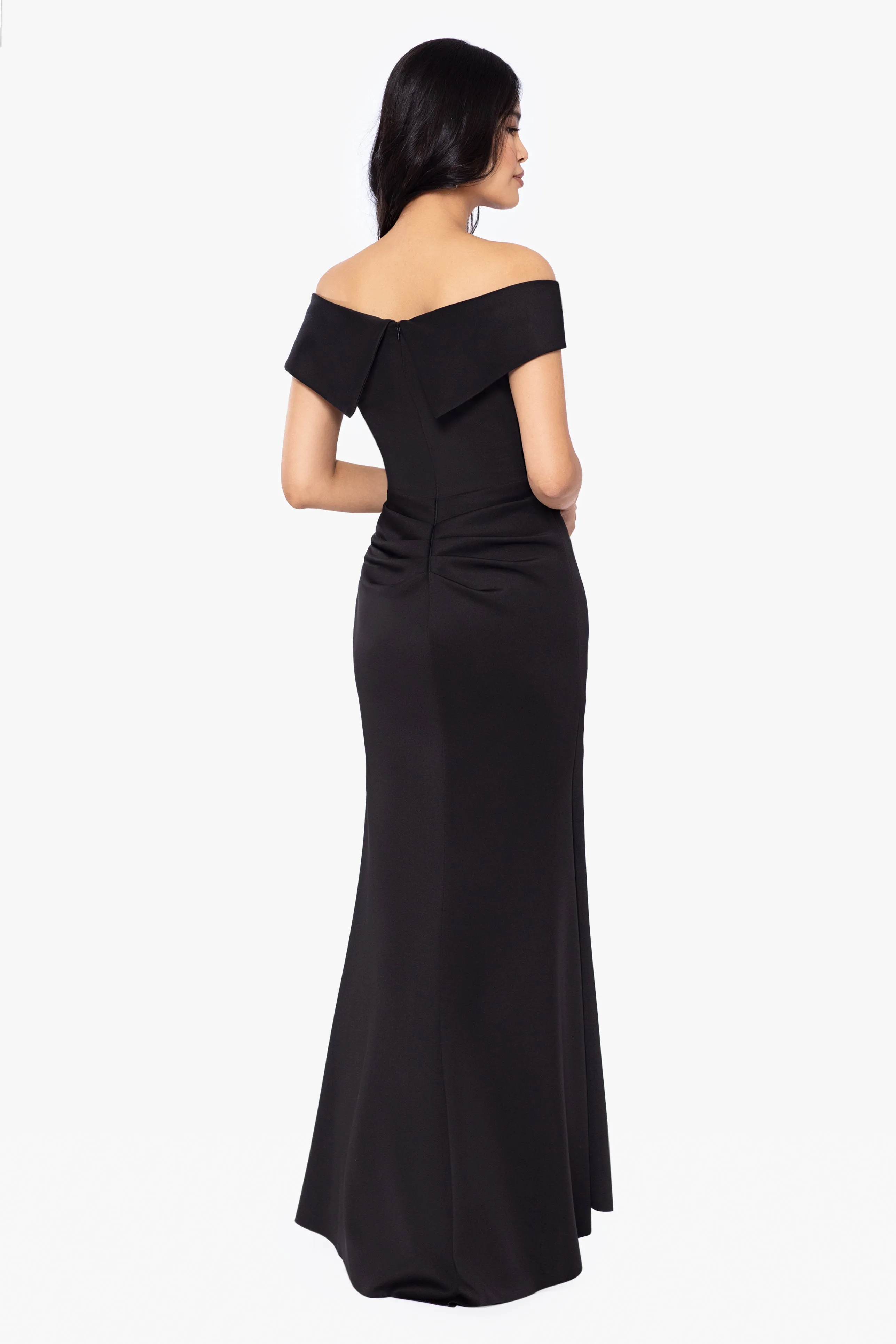 "Patti" Long Off the Shoulder Scuba Crepe Dress sold by Xscape product image thumbnail 2