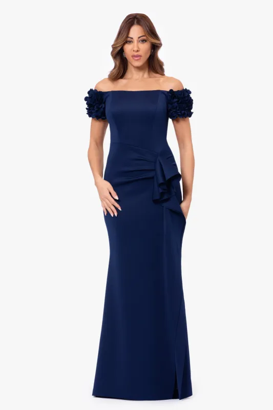 "Marley" Long Off the Shoulder Petal Sleeve Dress sold by Xscape