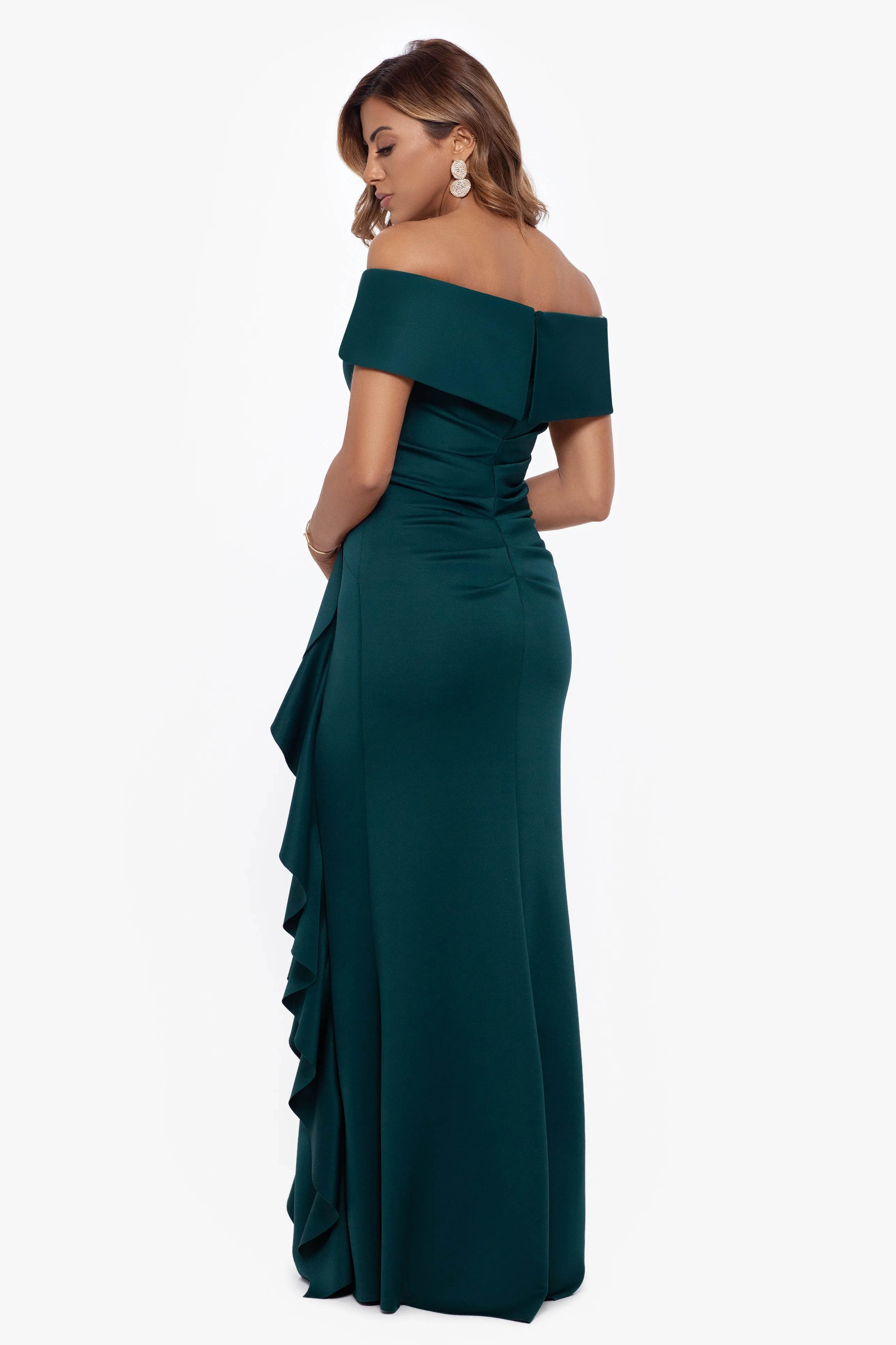 "Ava" Long Scuba Crepe Off The Shoulder Dress sold by Xscape product image thumbnail 2
