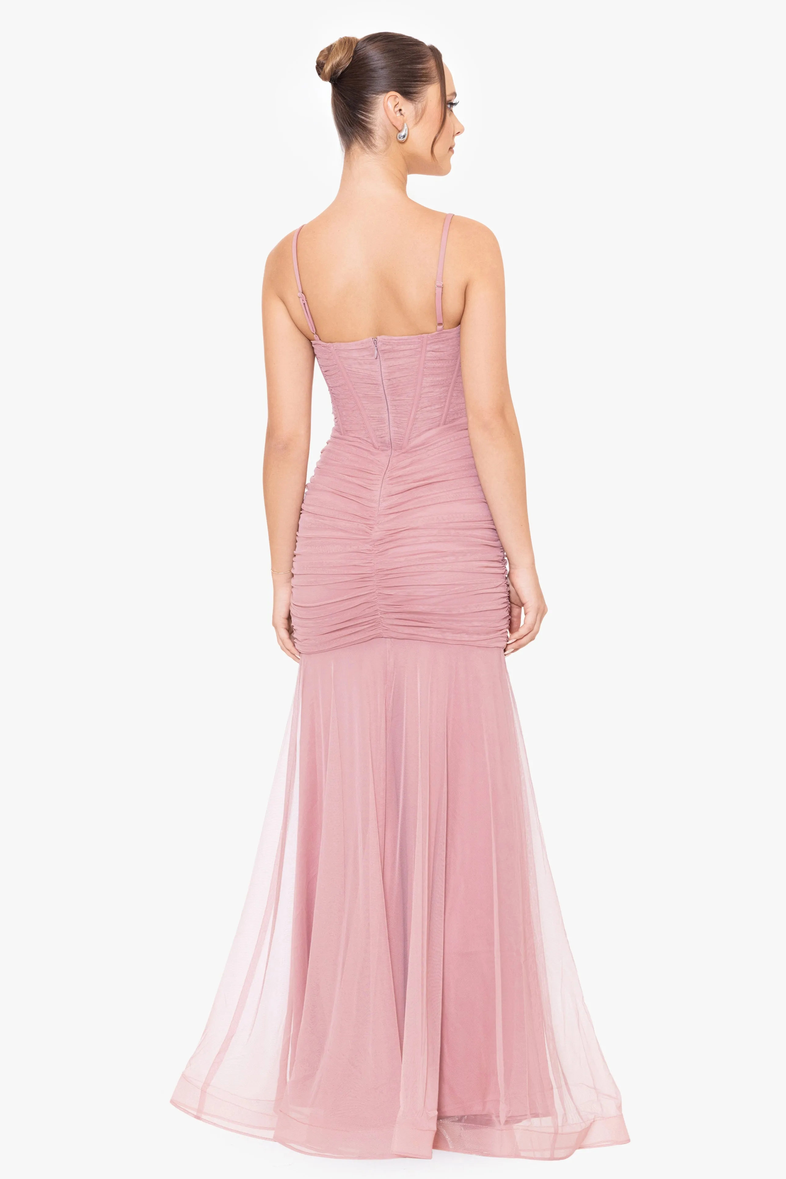 Blondie Nites "Alexie" Long Mesh Corset Rouched Mermaid Dress sold by Xscape product image thumbnail 2