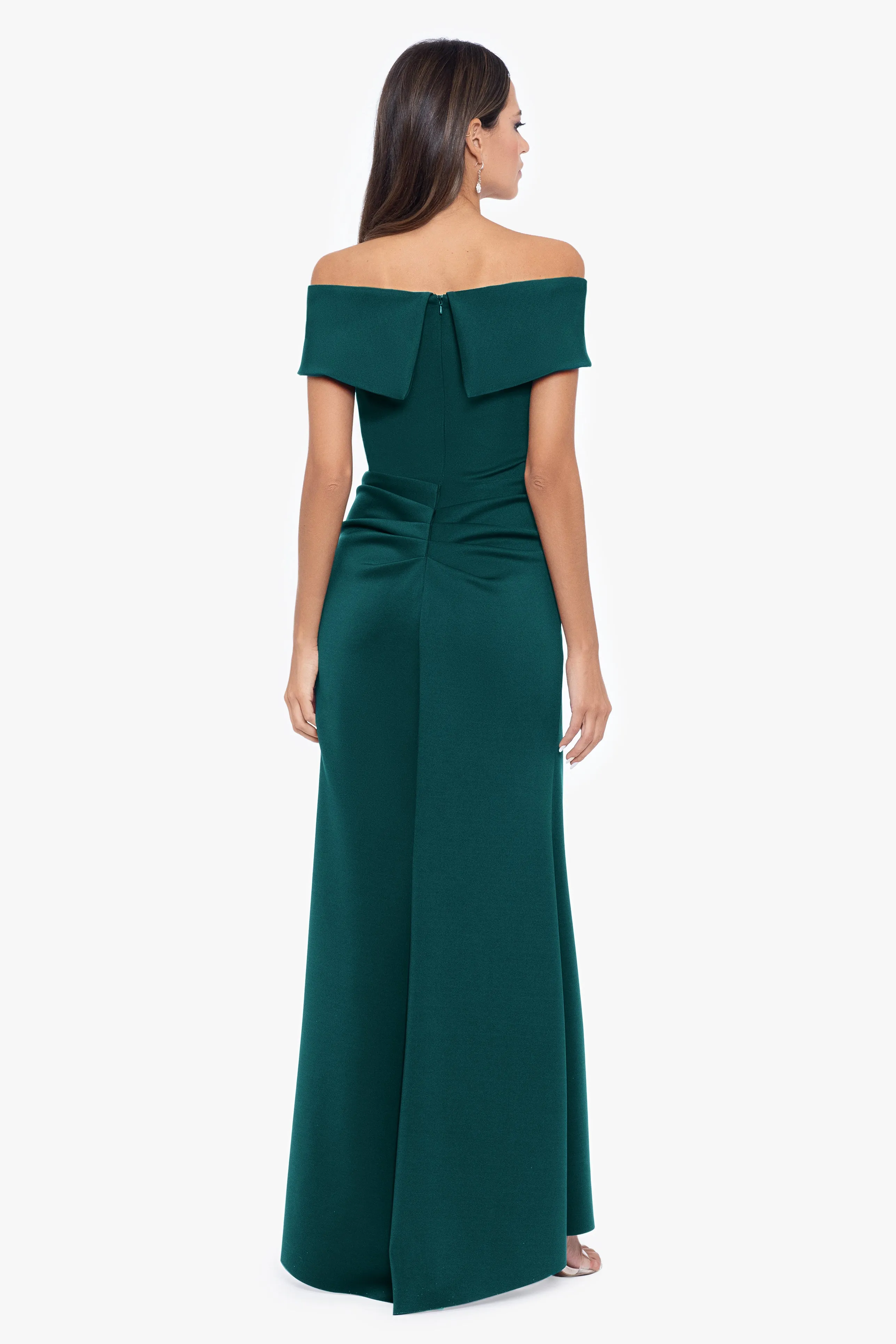 "Patti" Long Off the Shoulder Scuba Crepe Dress sold by Xscape product image thumbnail 2