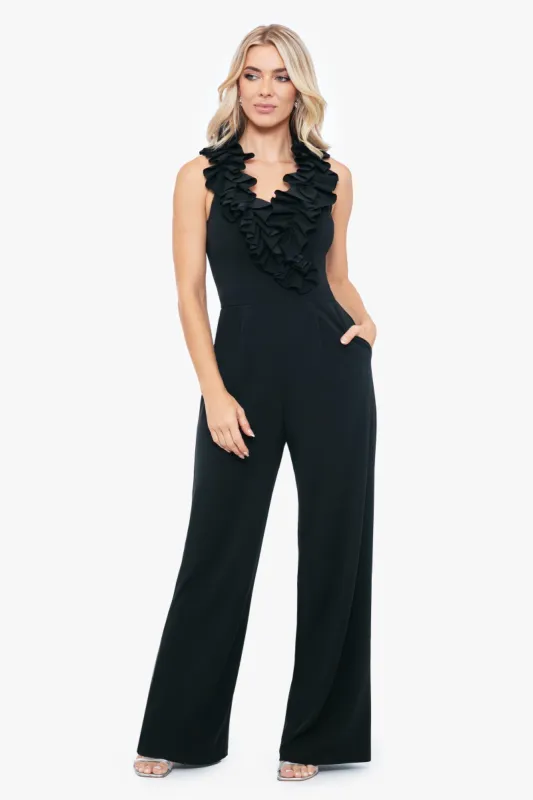 Petite "Skyla" Ruffle Front Jumpsuit sold by Xscape