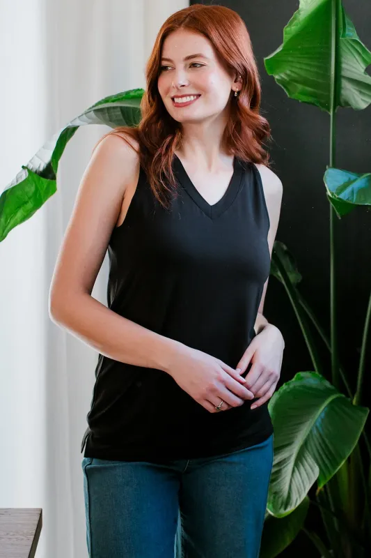 Ginger V-Neck Racerback Bamboo Tank Top made by Yala