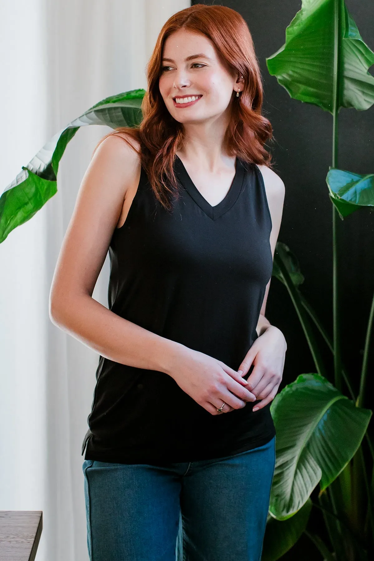 Ginger V-Neck Racerback Bamboo Tank Top sold by Yala