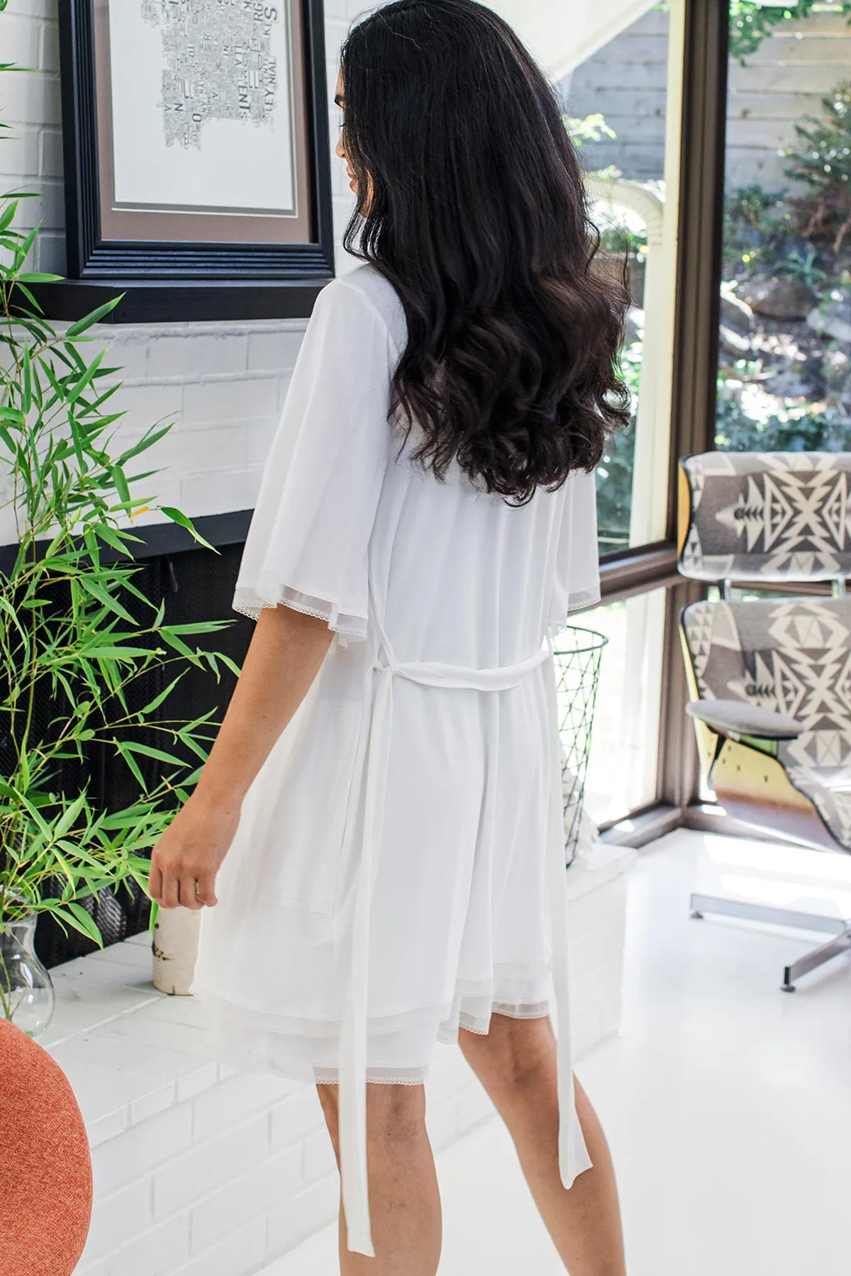 Iris Kimono Sleeve Belted Bamboo Lace Robe sold by Yala product image thumbnail 2