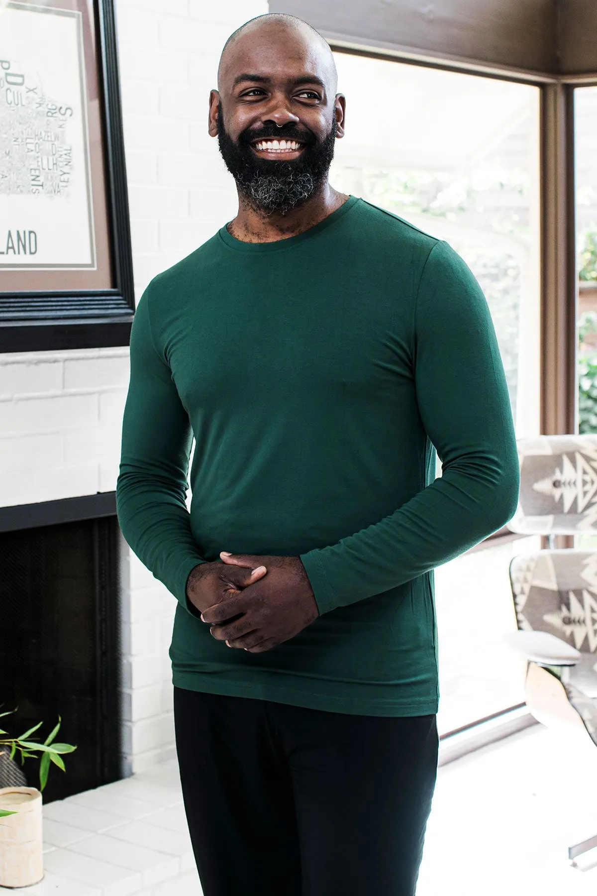 Men's Jonah Long Sleeve Bamboo Crew Tee Shirt sold by Yala product image thumbnail 2