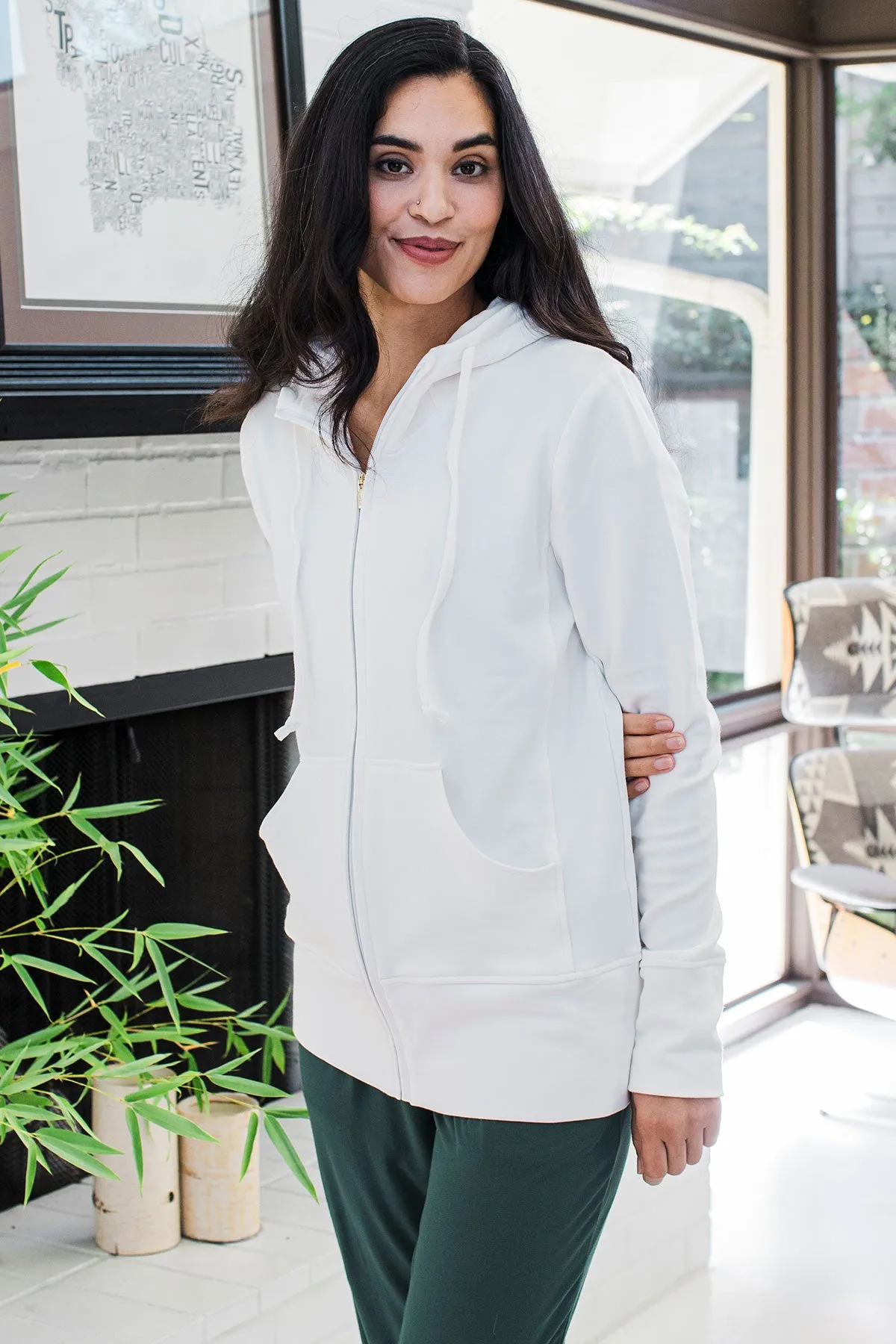 Scarlet Zip-Up Bamboo & Organic Cotton Hooded Jacket Sweatshirt sold by Yala product image thumbnail 2