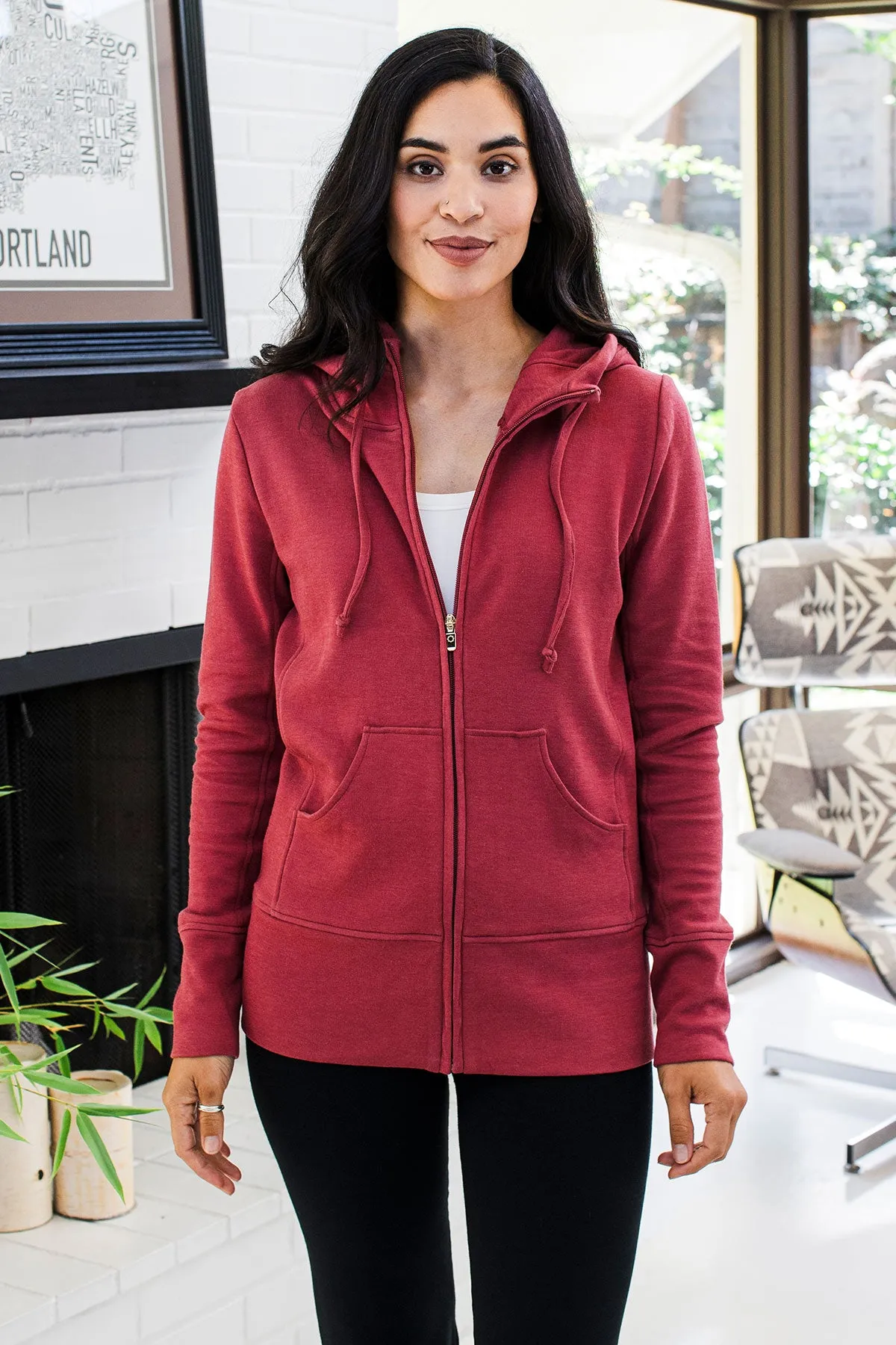 Scarlet Zip-Up Bamboo & Organic Cotton Hooded Jacket Sweatshirt sold by Yala product image thumbnail 5