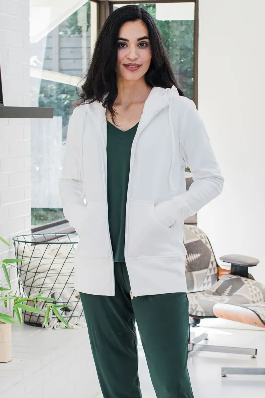 Scarlet Zip-Up Bamboo & Organic Cotton Hooded Jacket Sweatshirt made by Yala