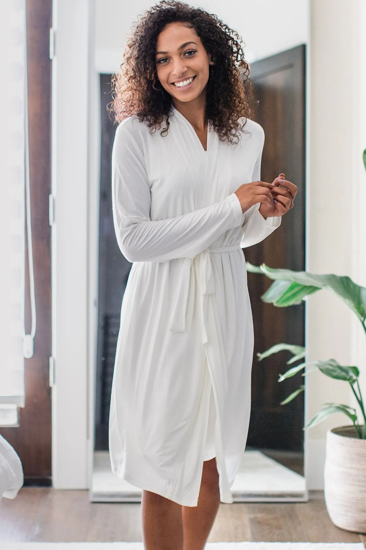 Serenity Long Sleeve Short Belted Bamboo Robe sold by Yala product image thumbnail 3