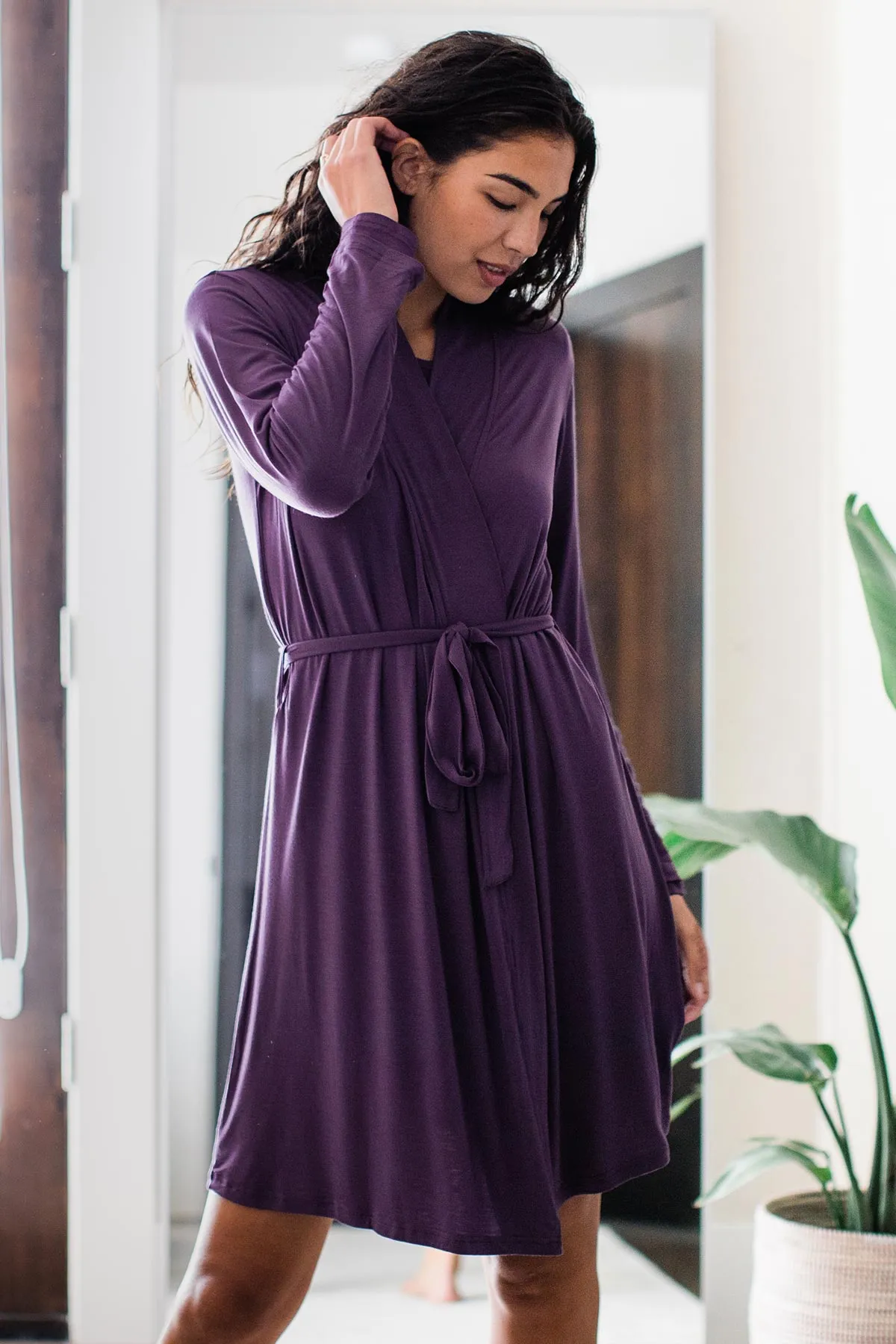 Serenity Long Sleeve Short Belted Bamboo Robe sold by Yala product image thumbnail 4