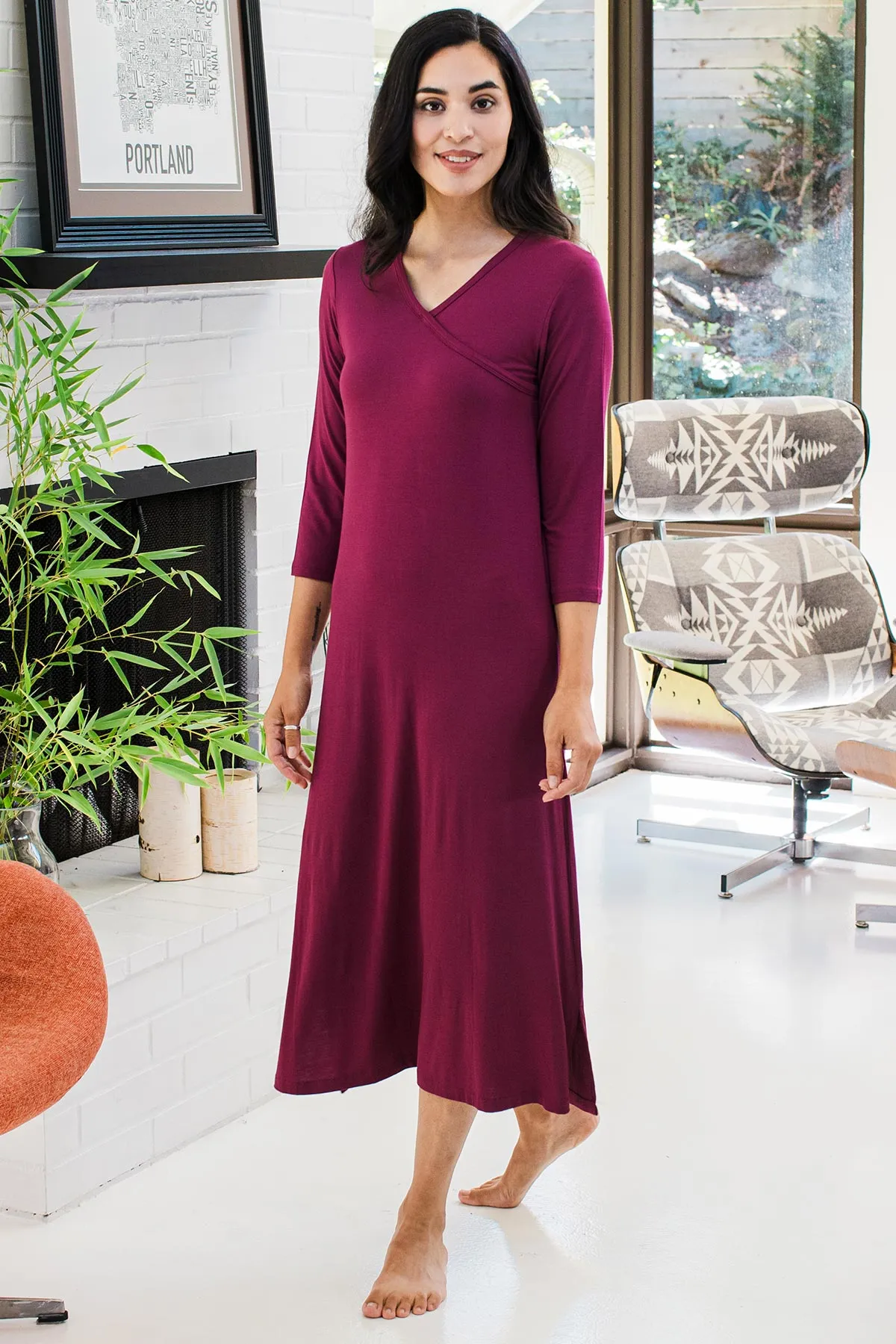 Haley Crossover Front 3/4 Sleeve Bamboo Nightgown sold by Yala product image thumbnail 2