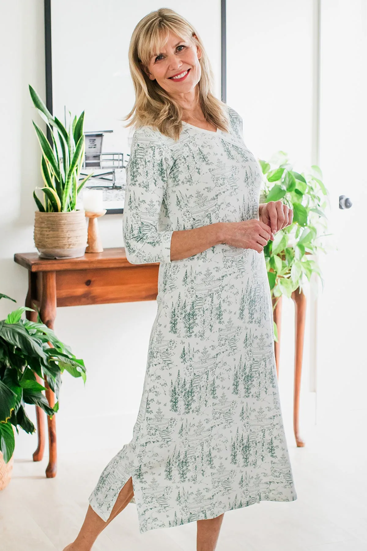 Haley Crossover Front 3/4 Sleeve Bamboo Nightgown sold by Yala product image thumbnail 4