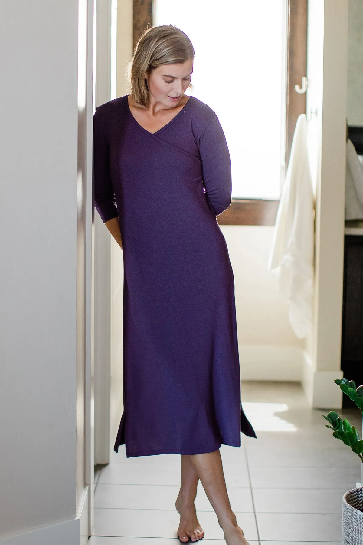 Haley Crossover Front 3/4 Sleeve Bamboo Nightgown sold by Yala product image thumbnail 3