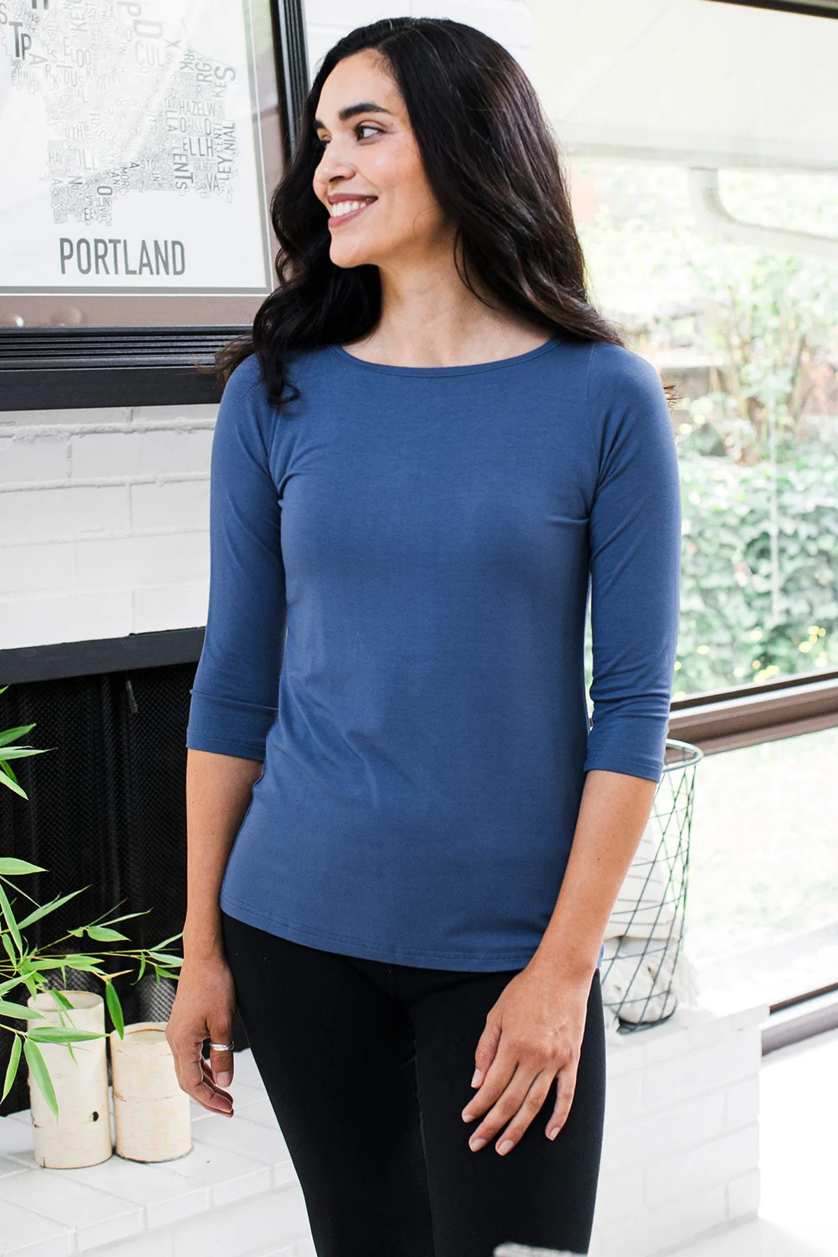 Kai Boatneck 3/4 Sleeve Relaxed Fit Bamboo Tee Shirt sold by Yala product image thumbnail 5