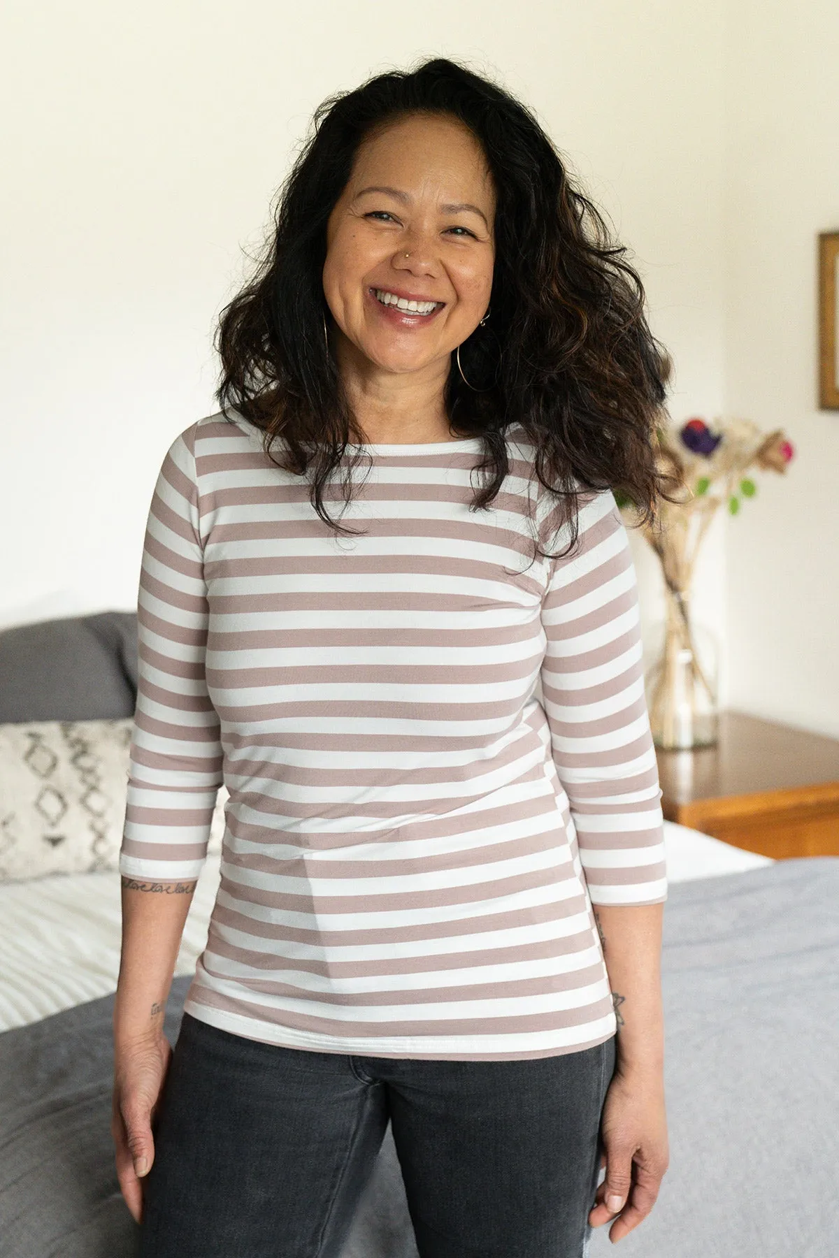 Kai Boatneck 3/4 Sleeve Relaxed Fit Bamboo Tee Shirt sold by Yala product image thumbnail 2