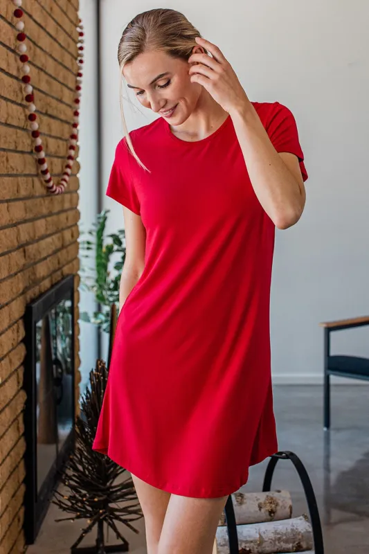 Betsy Short Sleeve Fitted Bamboo Nightshirt made by Yala