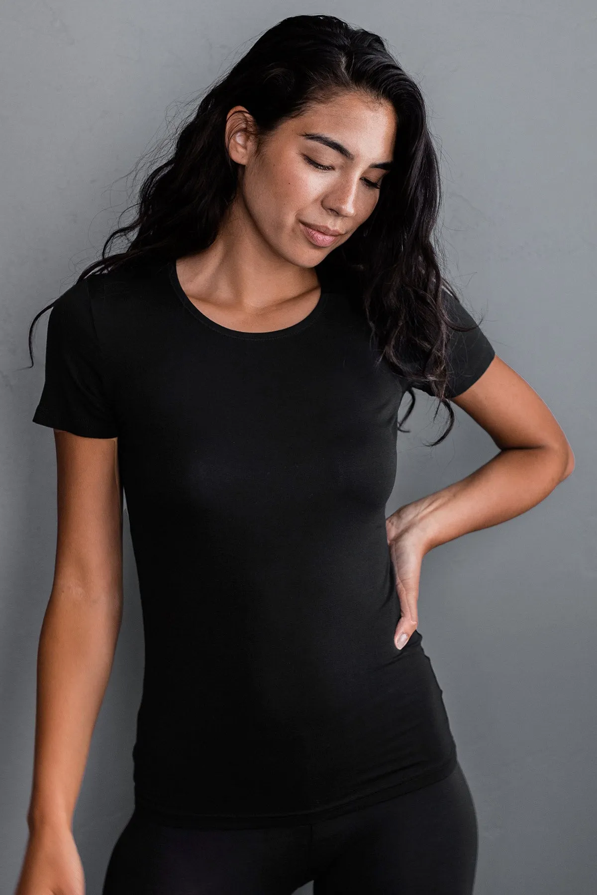 Nicole Short Sleeve Fitted Bamboo Tee Shirt sold by Yala product image thumbnail 3