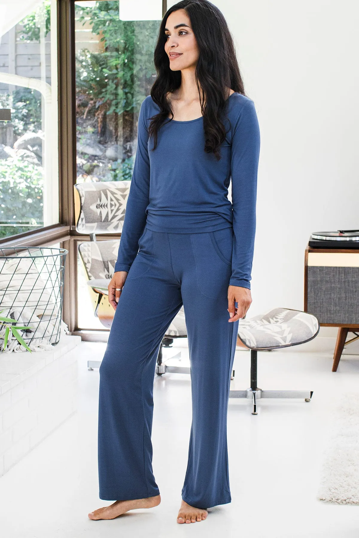 Kayla Wide Leg Foldover Waist Bamboo Pant sold by Yala