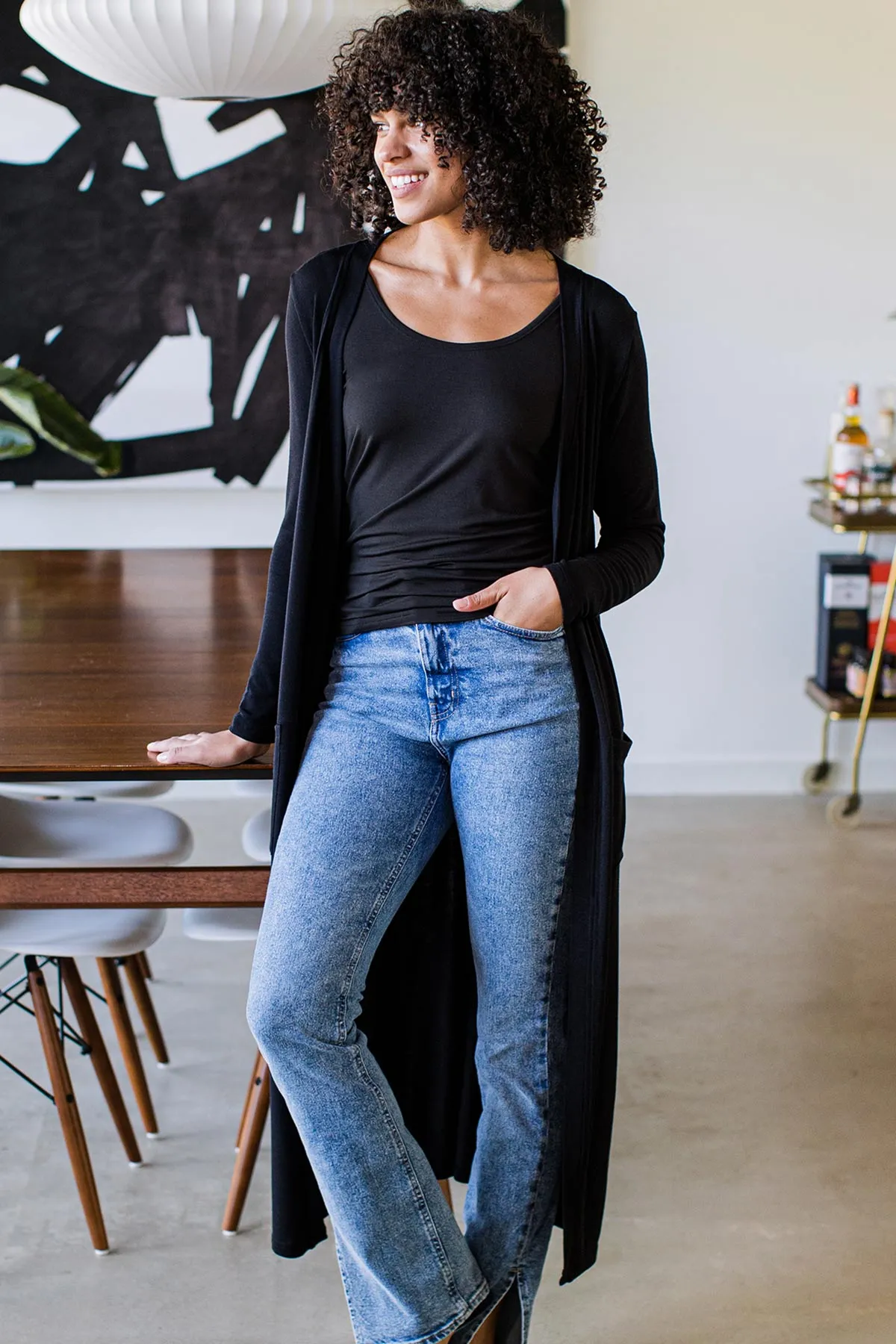 Brooke Cardigan Duster Bamboo Sweater sold by Yala
