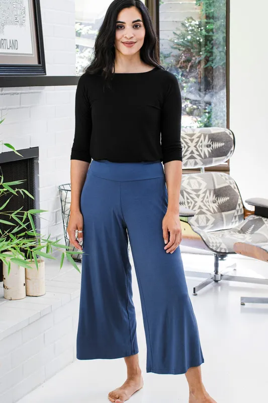 Jaden Wide Leg Cropped Bamboo Pant sold by Yala