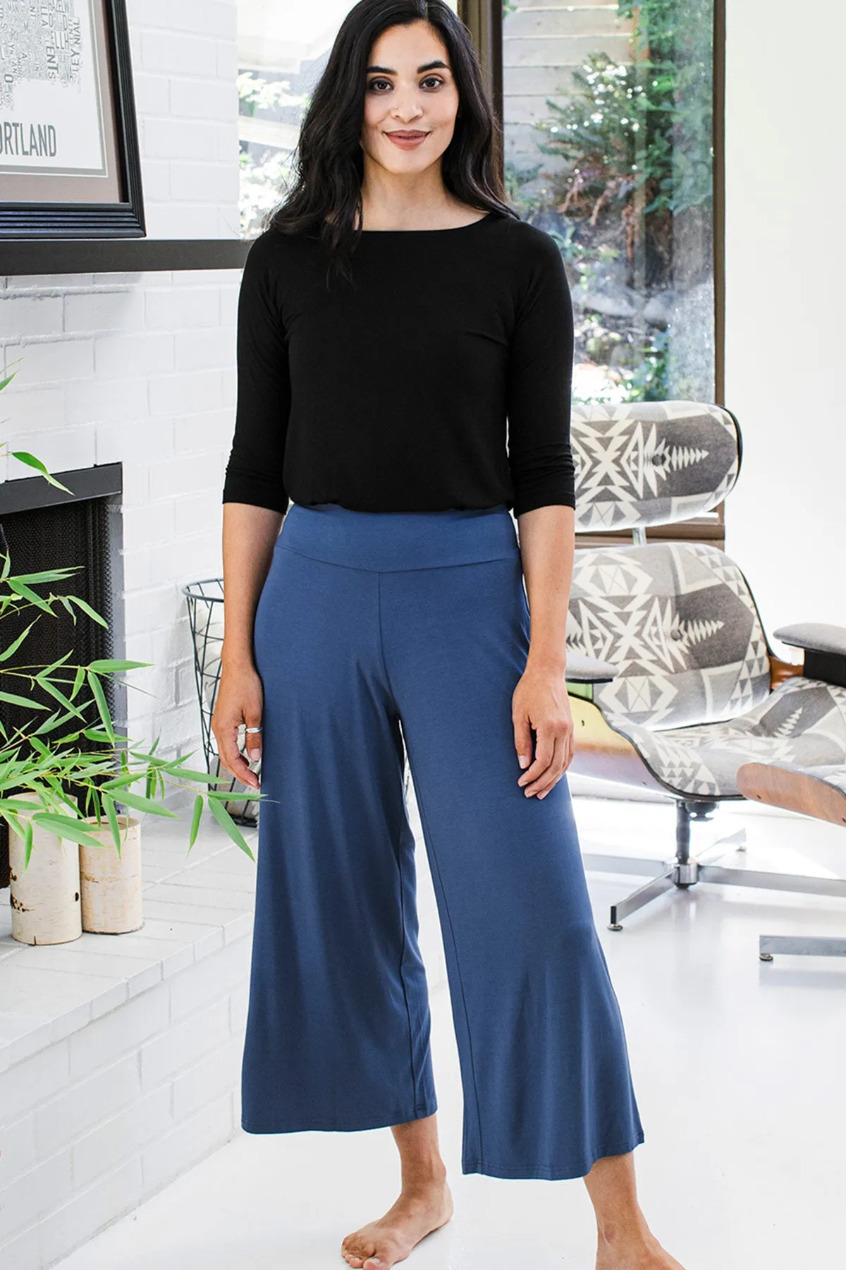 Jaden Wide Leg Cropped Bamboo Pant sold by Yala