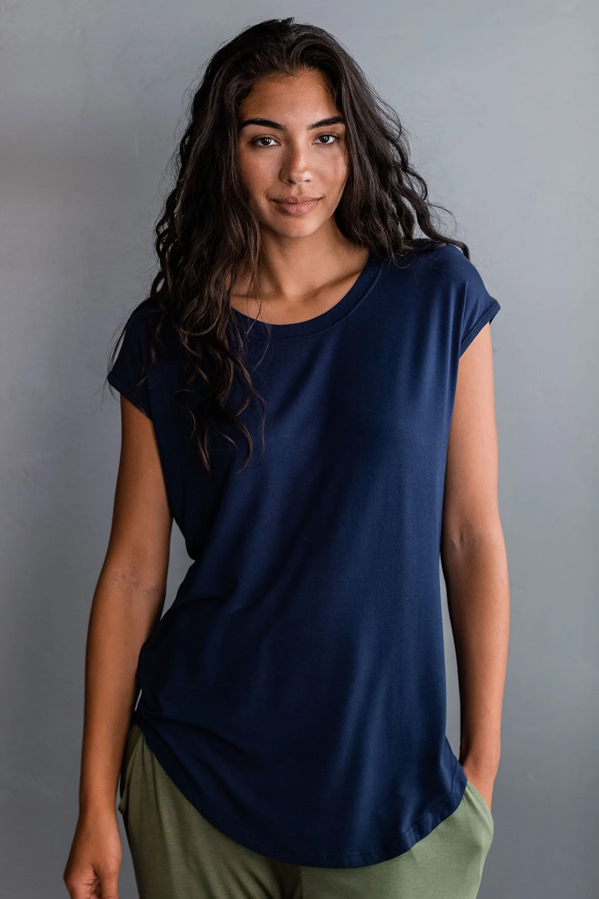 Cassidy Cap Sleeve Bamboo Boyfriend Tunic sold by Yala product image thumbnail 3