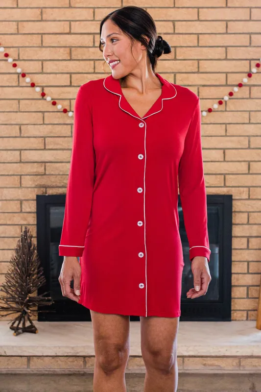 Amber Classic Button Front Bamboo Nightshirt made by Yala